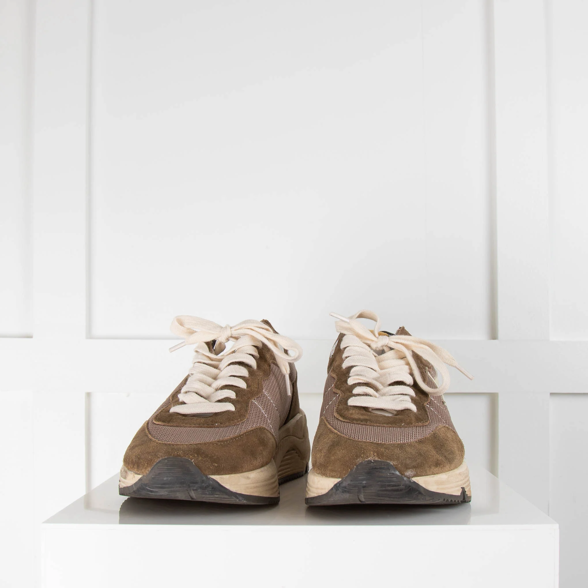 Golden Goose Khaki Running Sole Suede Trainers - Image 2