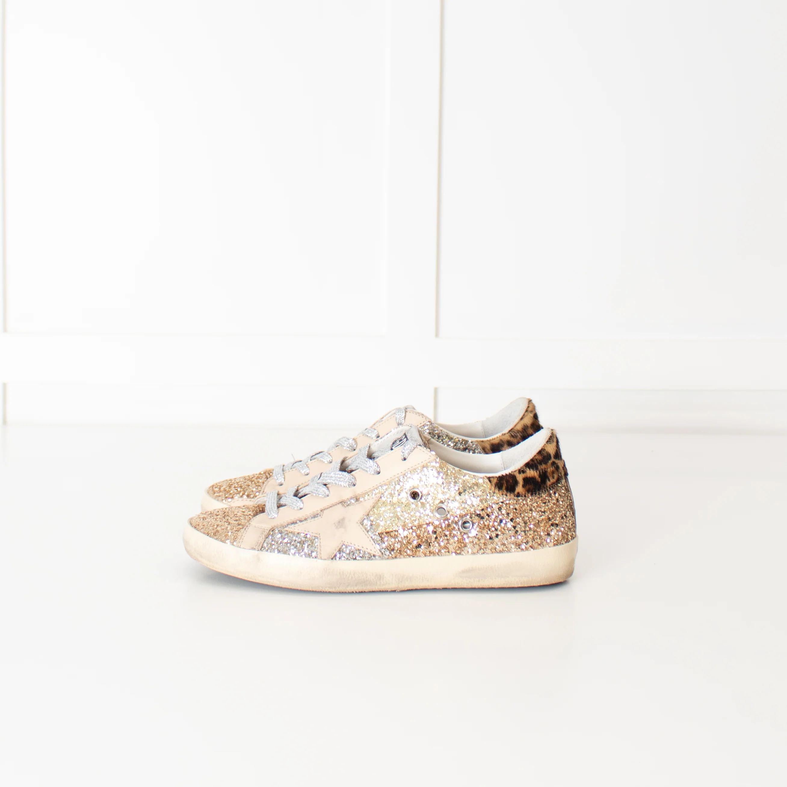 Golden Goose Silver Gold Glitter Trainers - Image 3