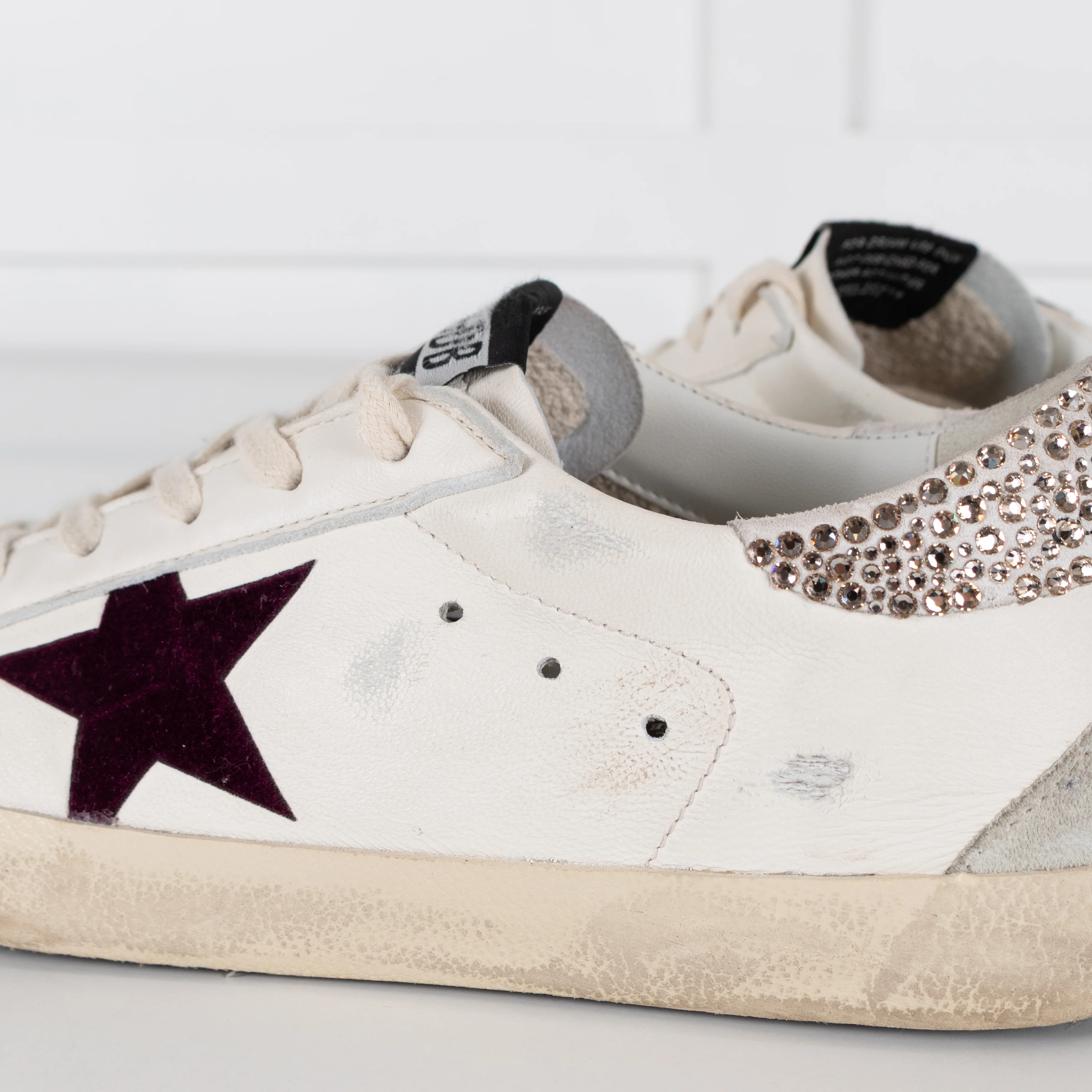 Golden Goose Super Star Crystal Embellished Velvet Star Trim Trainers - Image 13