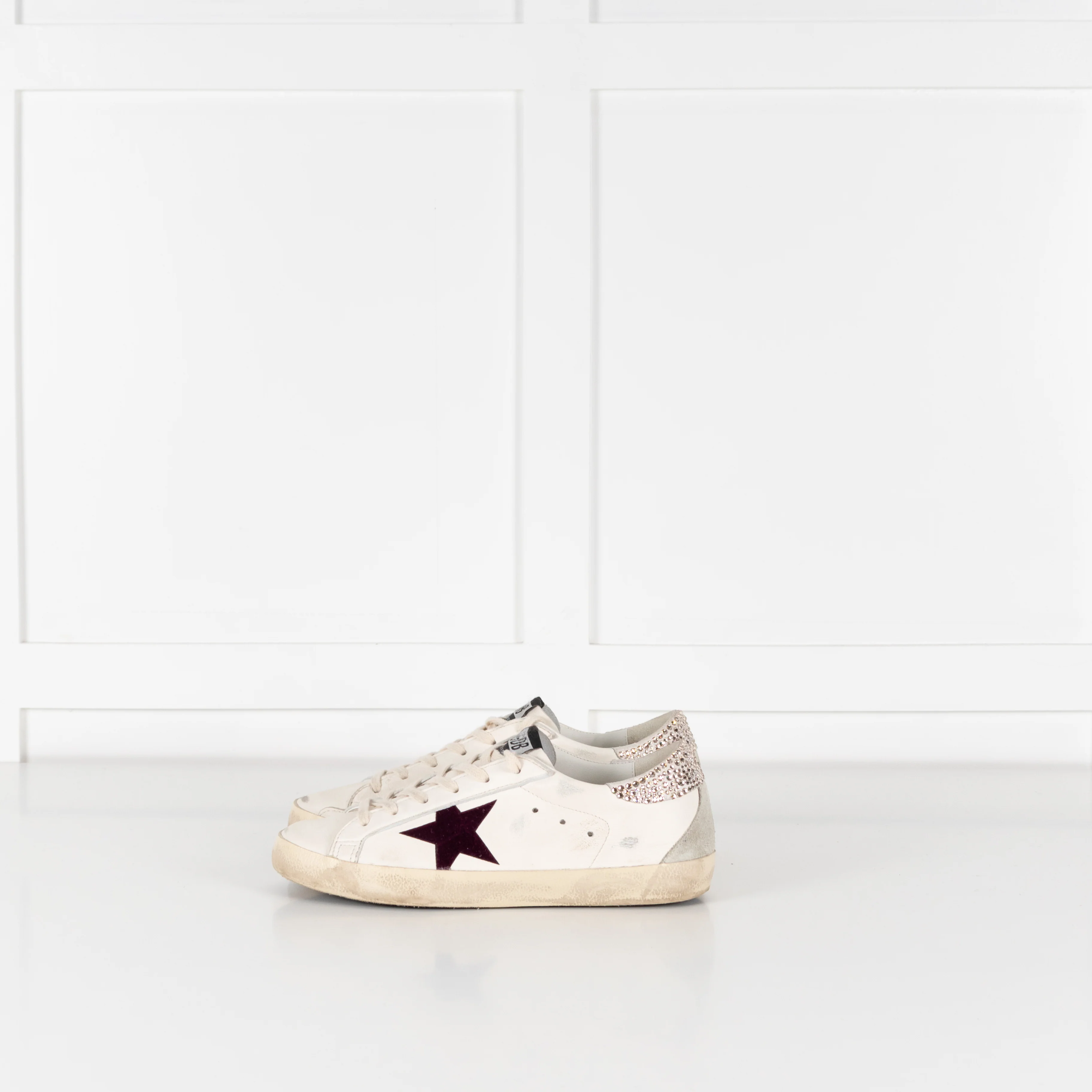 Golden Goose Super Star Crystal Embellished Velvet Star Trim Trainers - Image 4