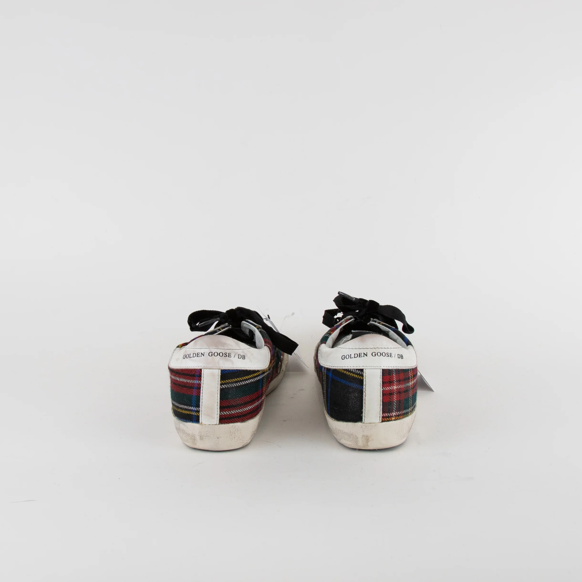 Golden Goose White Red Blue Tartan Pattern Trainers - Image 4