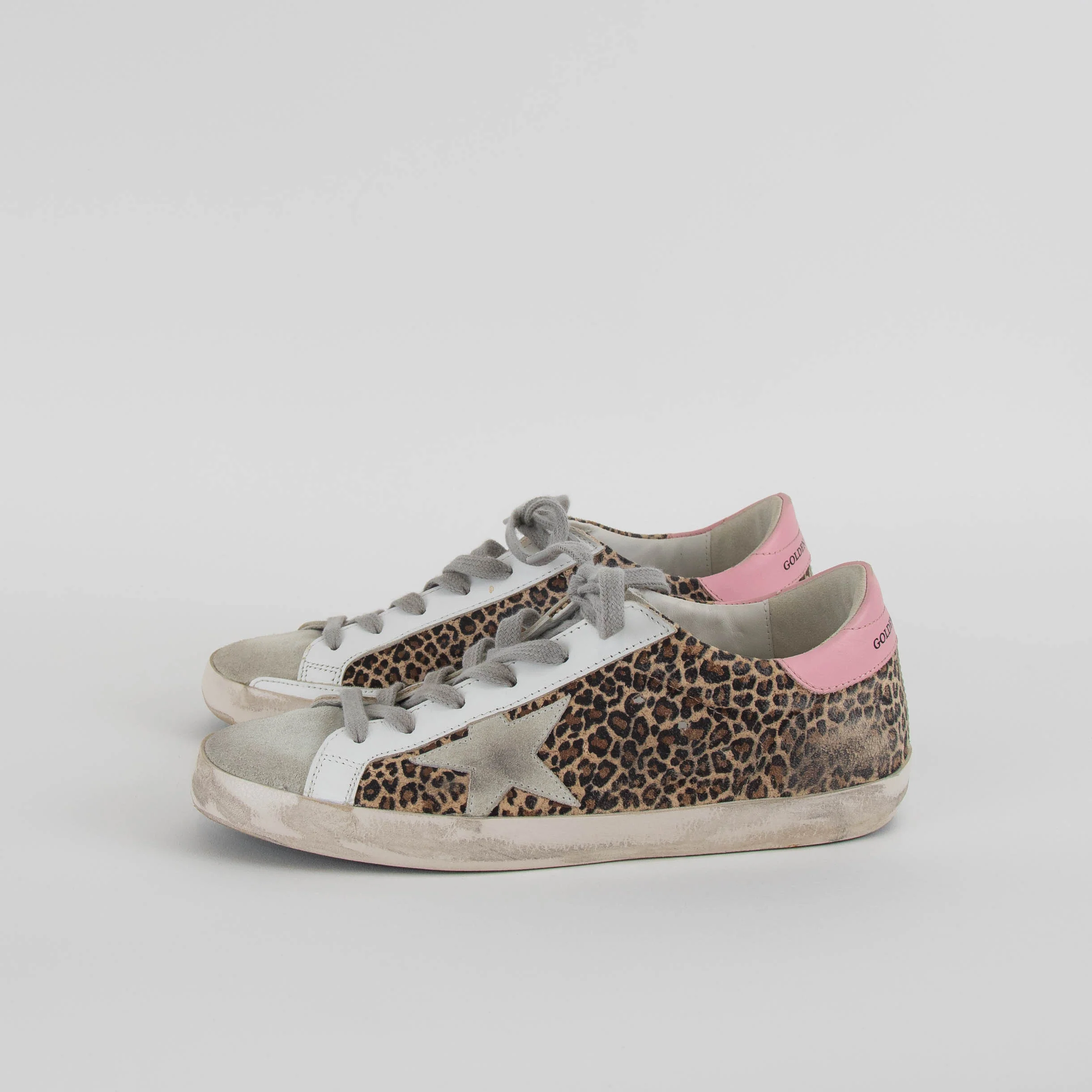 Golden Goose White Suede Animal Print Distressed Trainers - Image 3