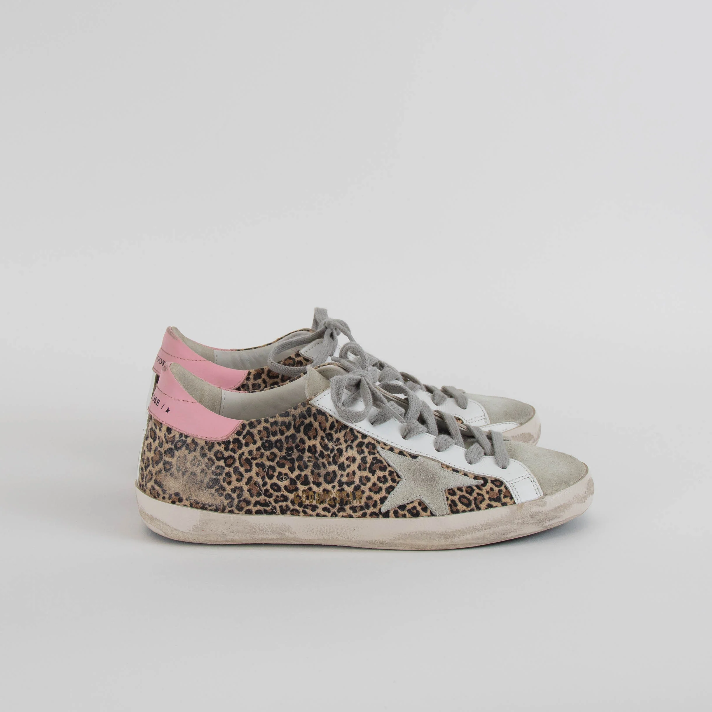 Golden Goose White Suede Animal Print Distressed Trainers - Image 5