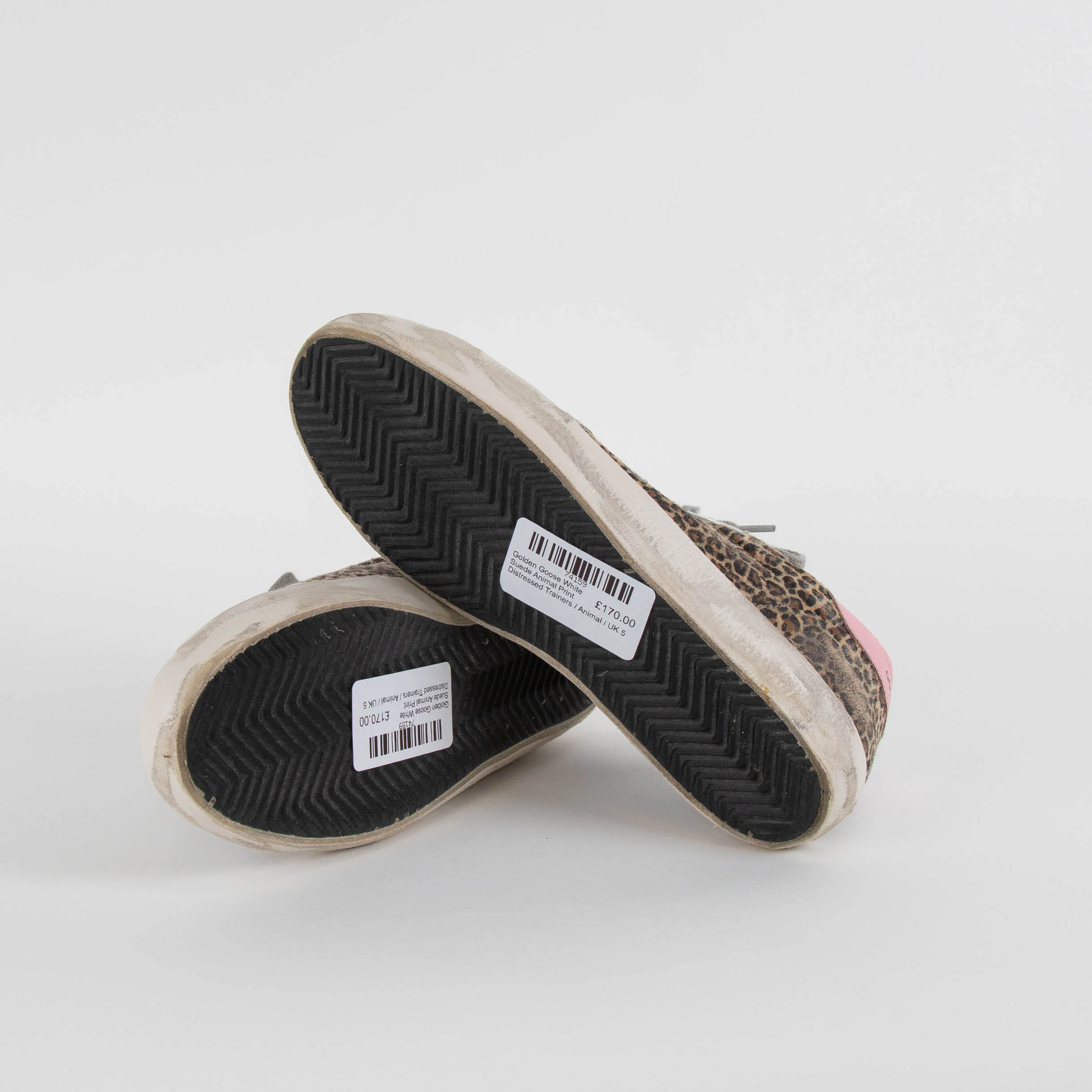 Golden Goose White Suede Animal Print Distressed Trainers - Image 6