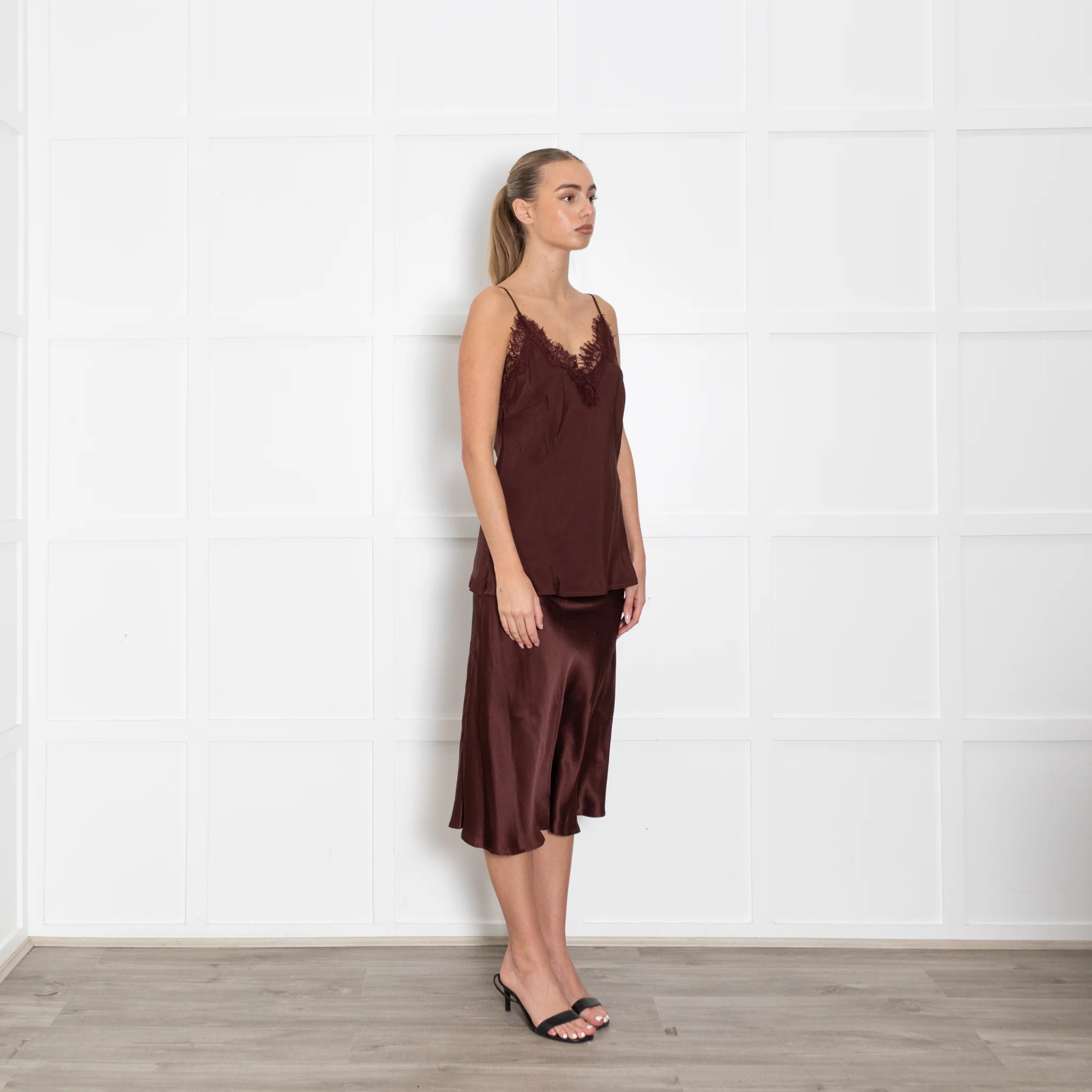Goldhawk Brown Silk And Lace Camisole - Image 7