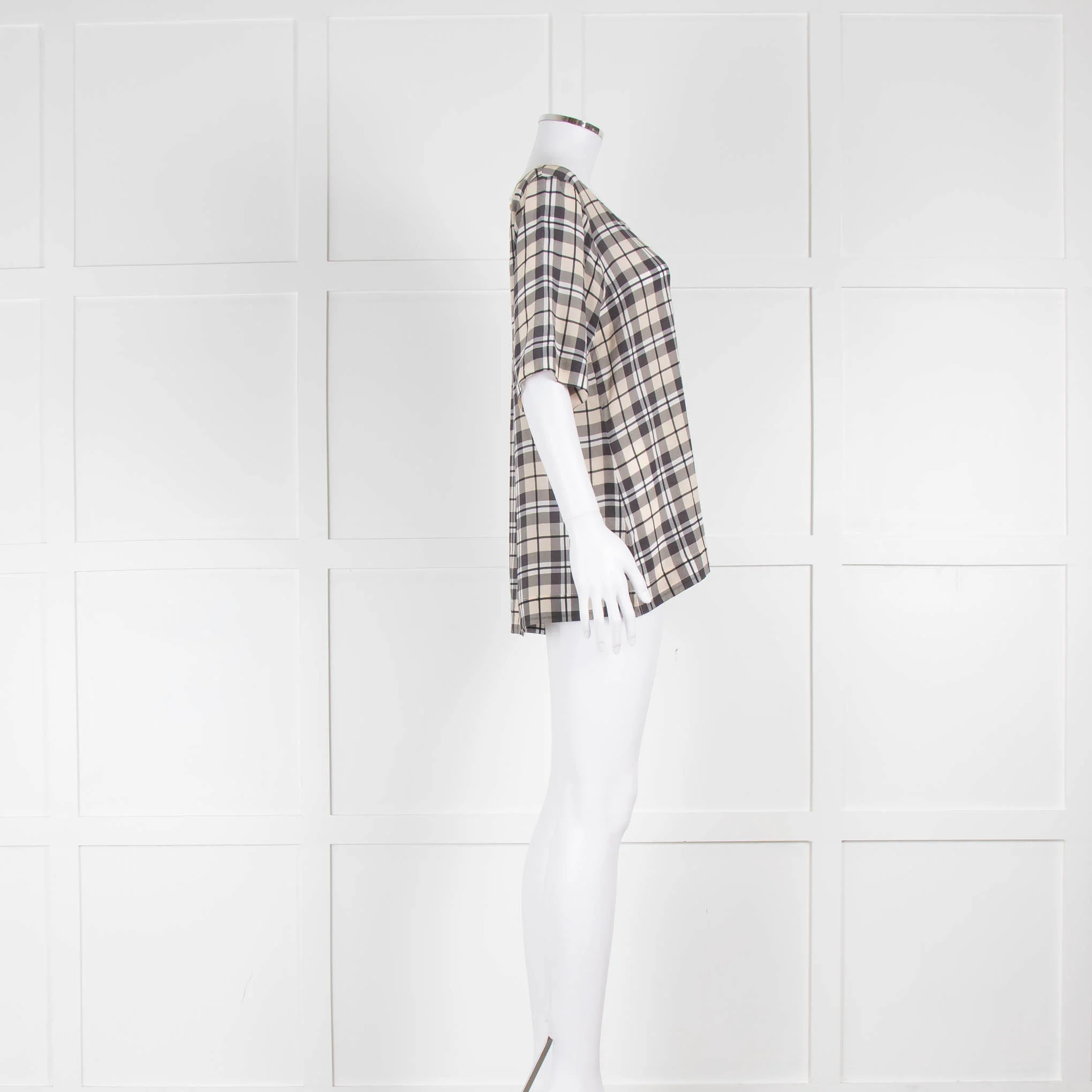 Goldhawk Checked Short Sleeve Blouse with Patch Pocket - Image 2