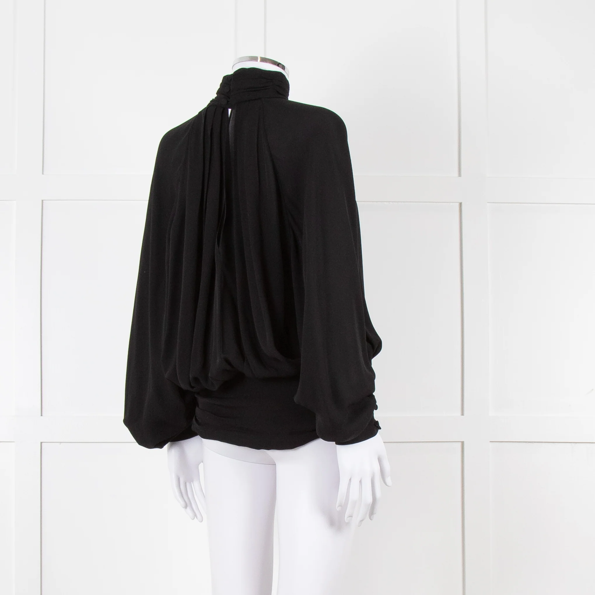 Gomez Gracia Black High Neck Blouse with Covered Buttons - Image 4