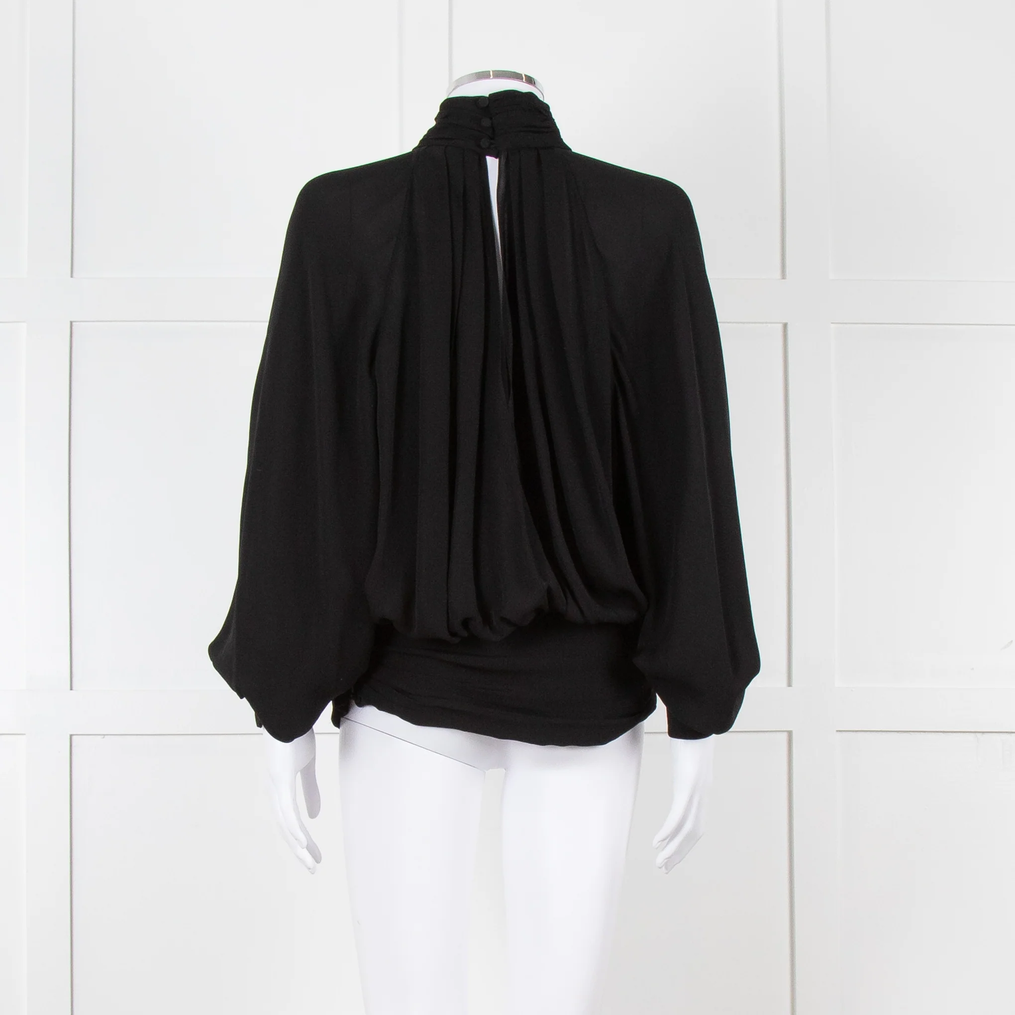 Gomez Gracia Black High Neck Blouse with Covered Buttons - Image 5