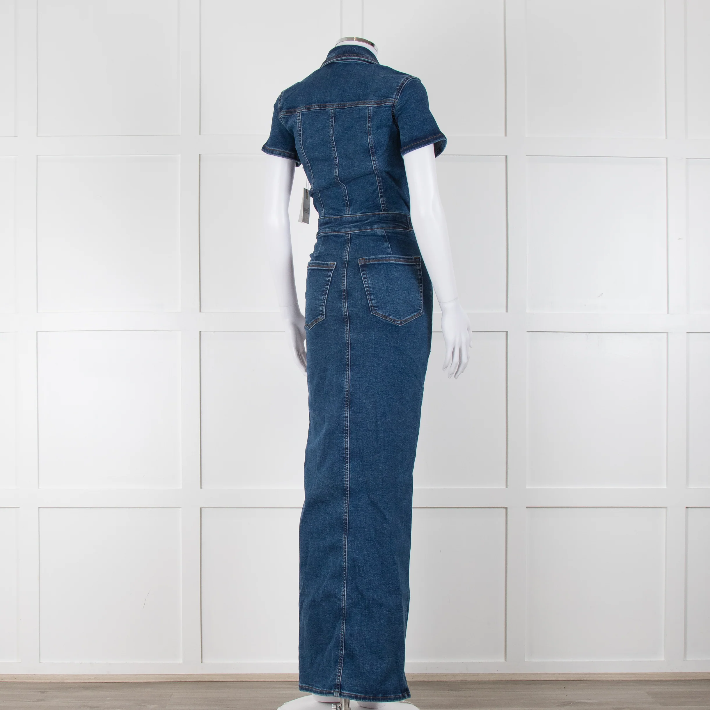 Good American Blue Denim Fit For Success Short Sleeve Dress - Image 4