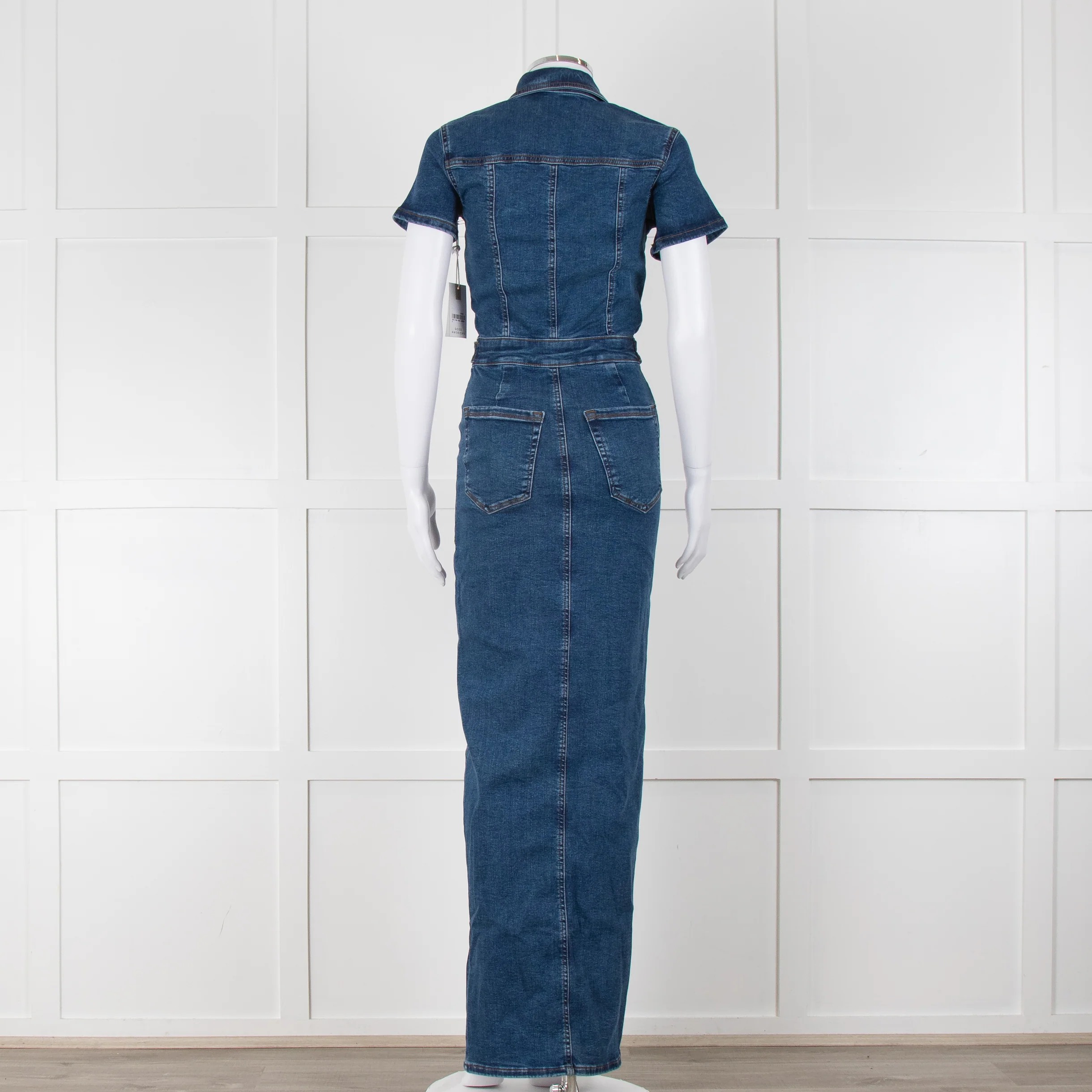 Good American Blue Denim Fit For Success Short Sleeve Dress - Image 5