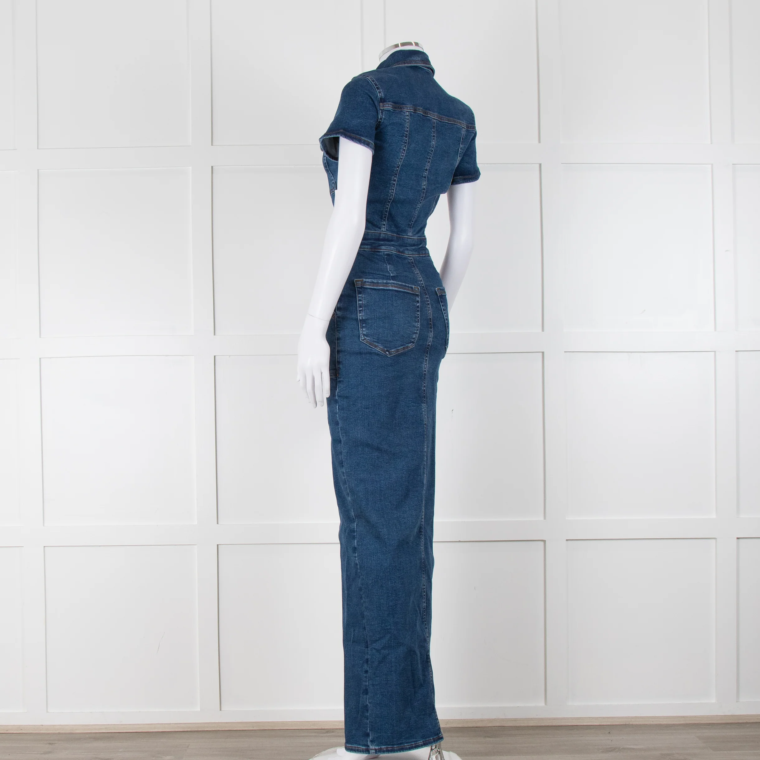 Good American Blue Denim Fit For Success Short Sleeve Dress - Image 6