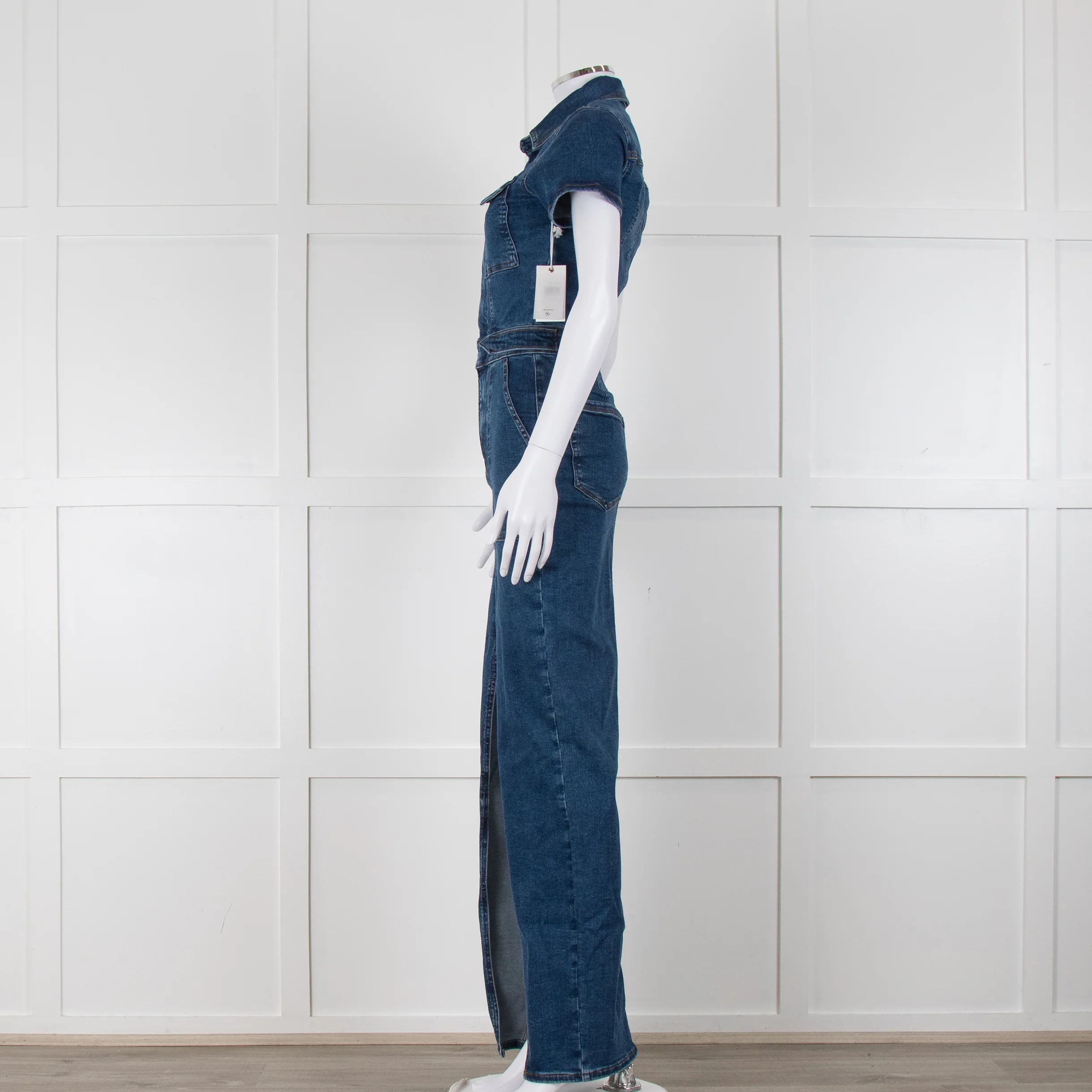 Good American Blue Denim Fit For Success Short Sleeve Dress - Image 7