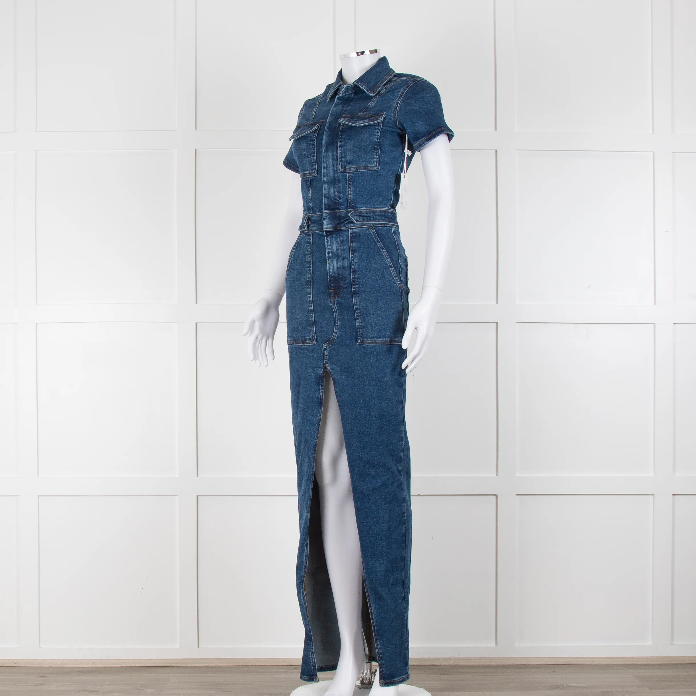 Good American Blue Denim Fit For Success Short Sleeve Dress - Image 8