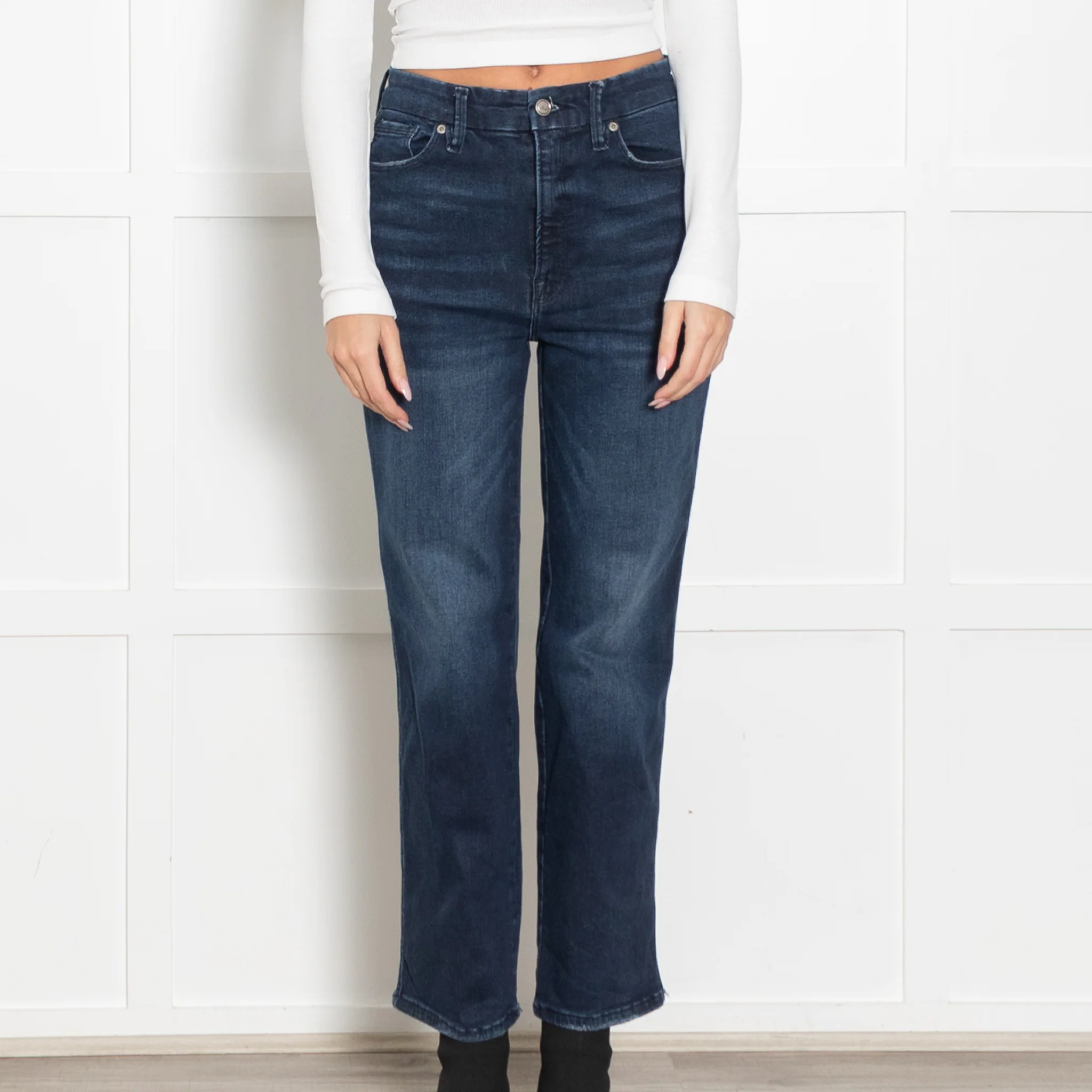 Good American Dark Denim Classic Bootcut Stretch Jeans - Image 2