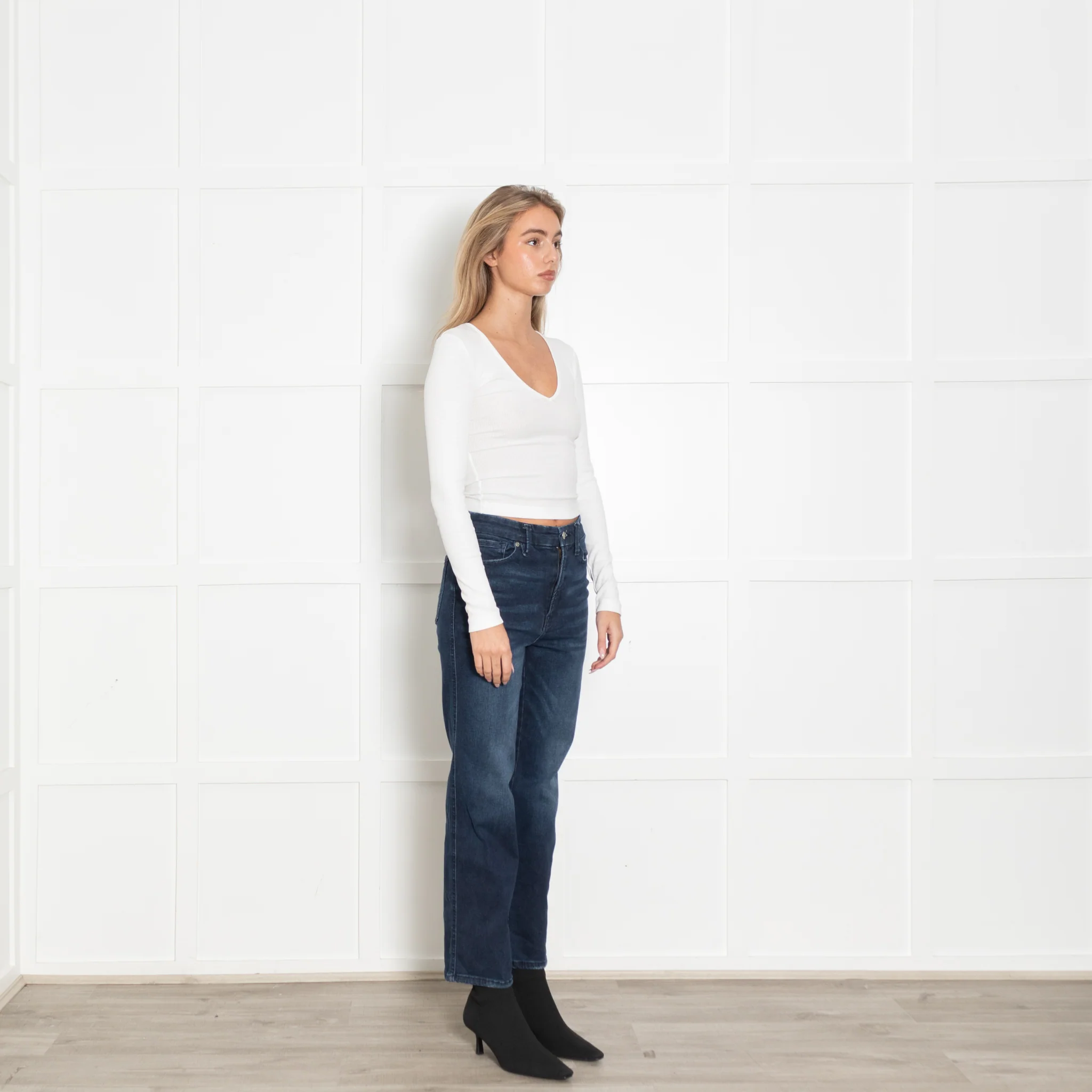 Good American Dark Wash Good Curve Straight Stretch Jeans - Image 7