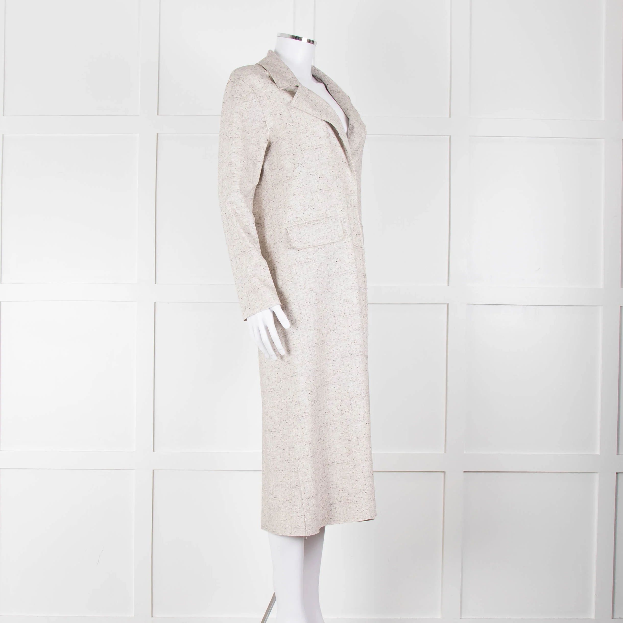 Goodmatch Beige Brown Fleck Long Coat - Image 2