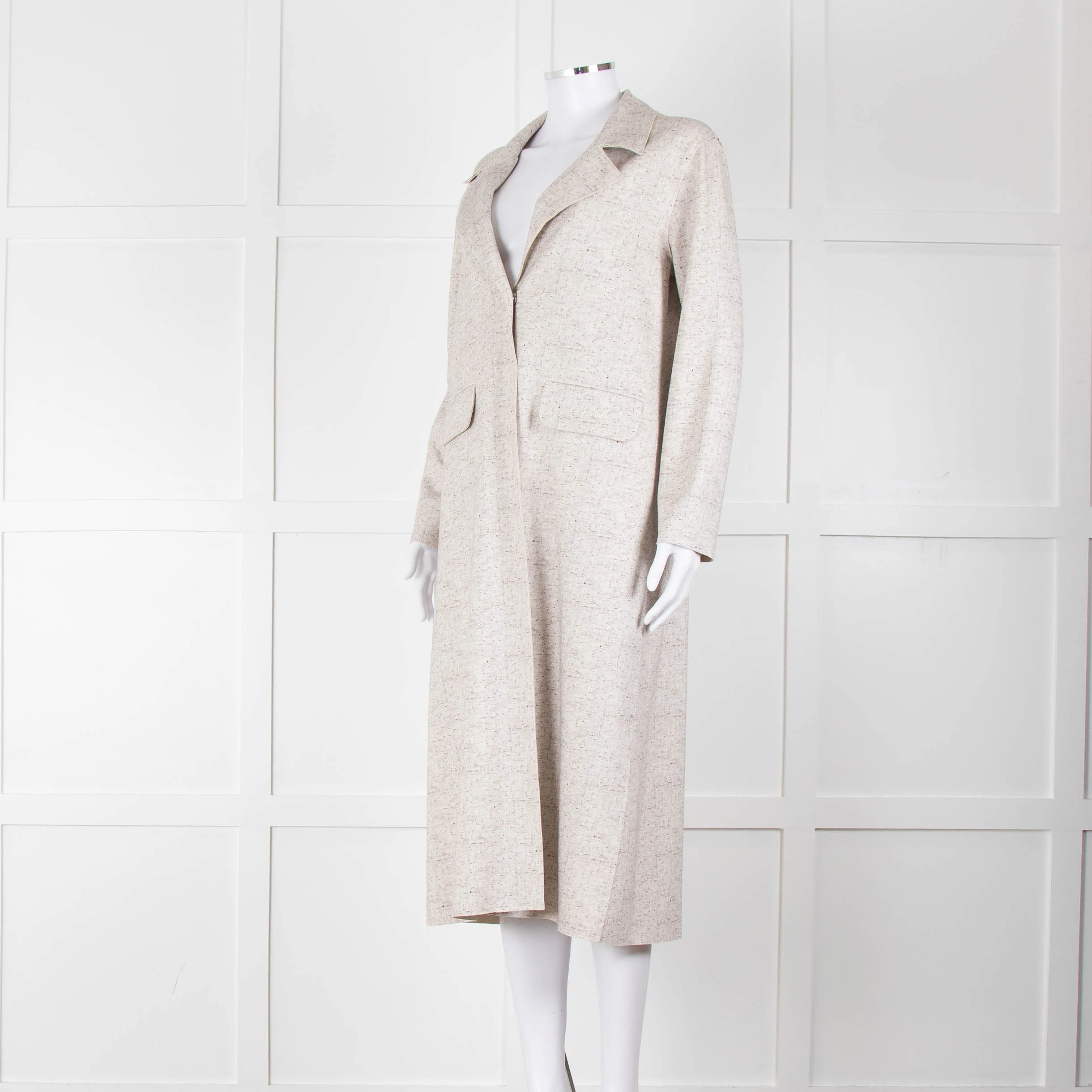 Goodmatch Beige Brown Fleck Long Coat - Image 8