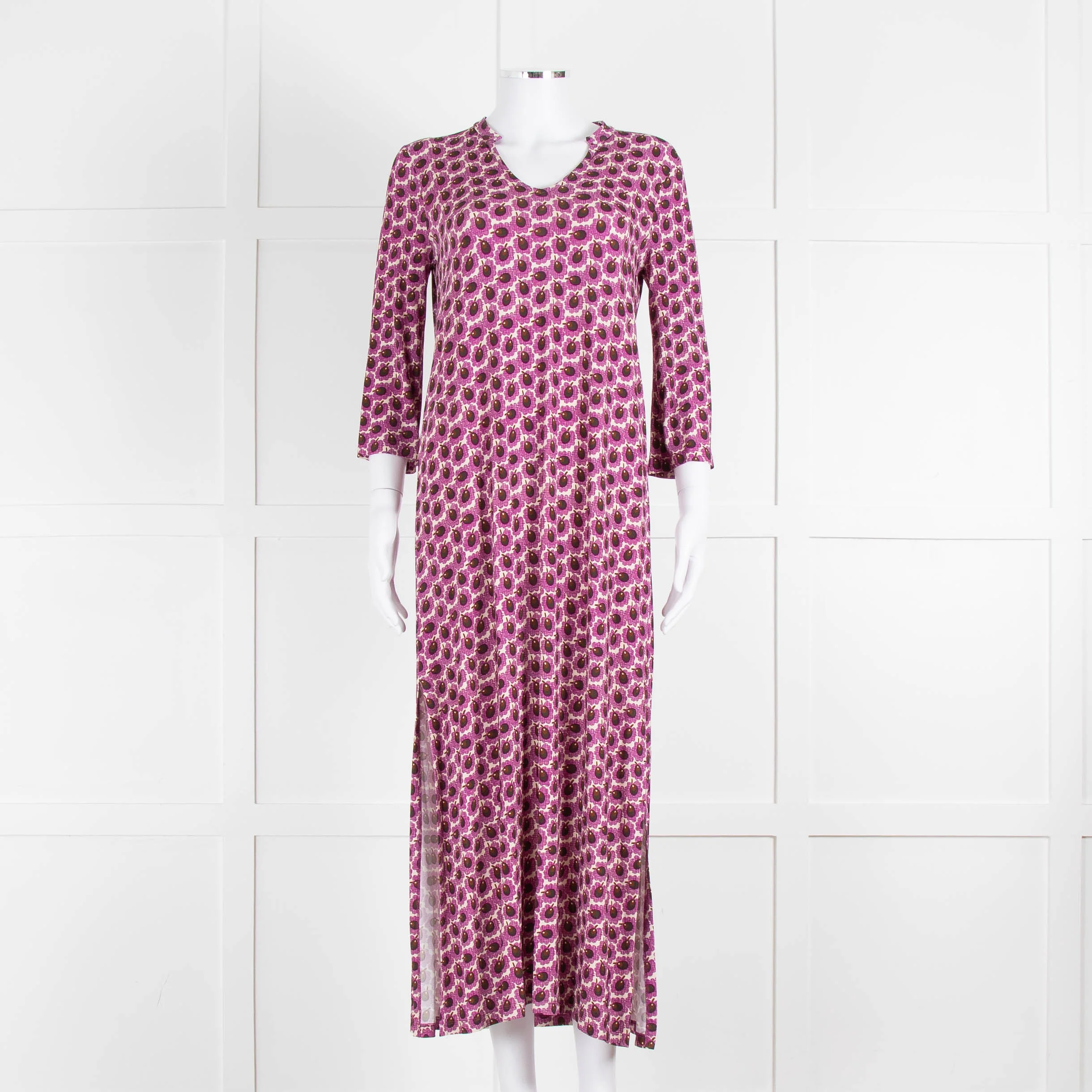 Goodmatch Cream Purple V-Neck Side Slit Long Dress
