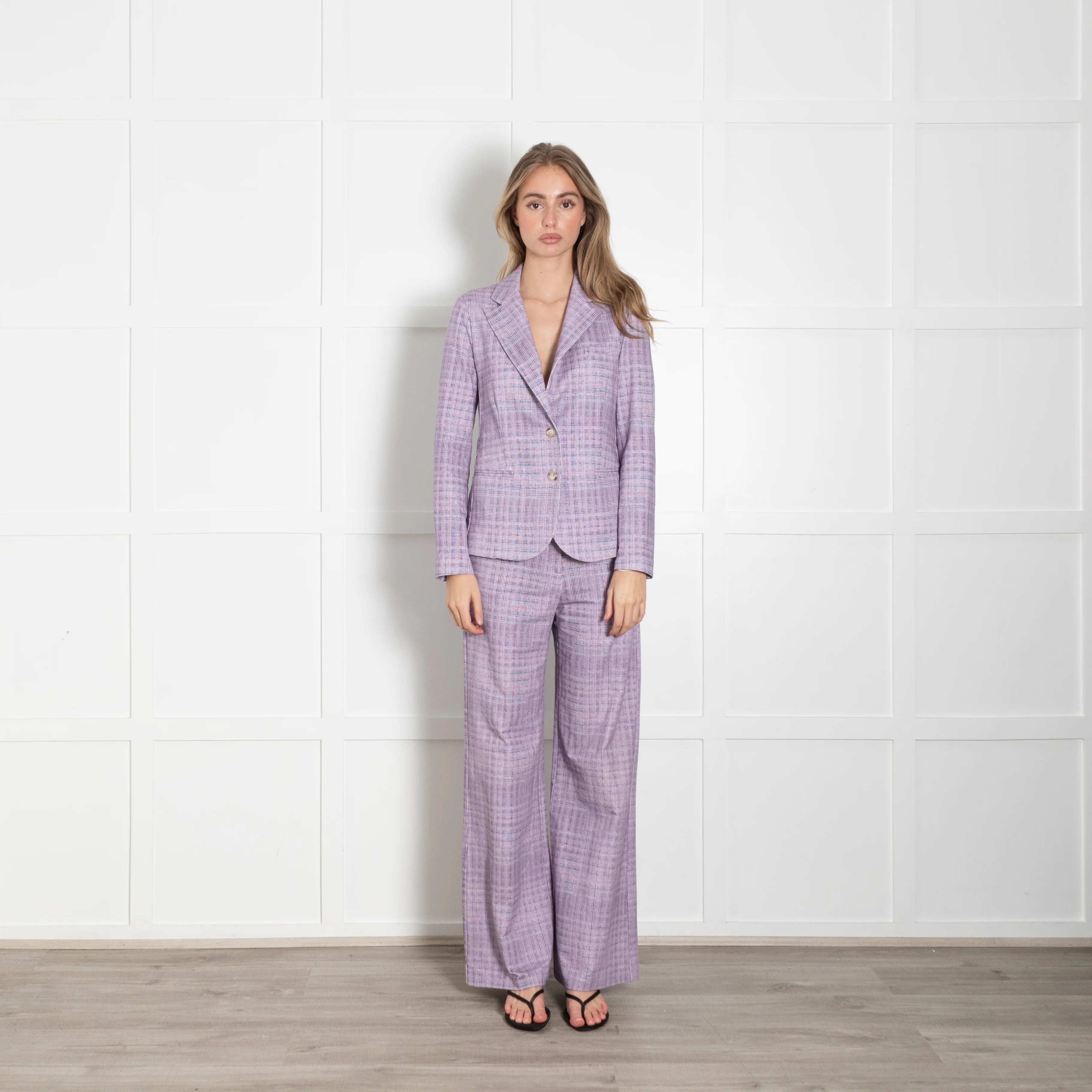 Goodmatch Lilac Check Jersey Blazer Jacket