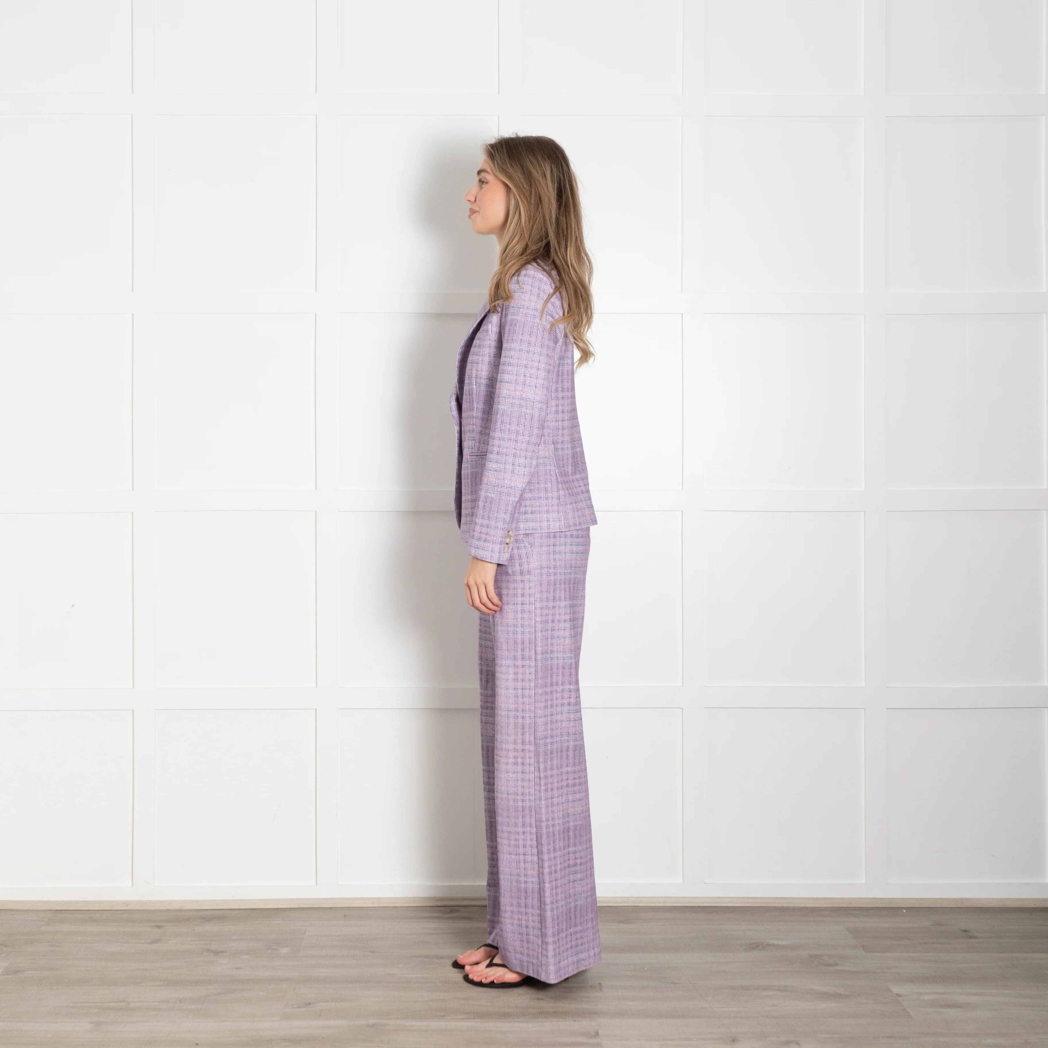 Goodmatch Lilac Check Jersey Blazer Jacket - Image 4