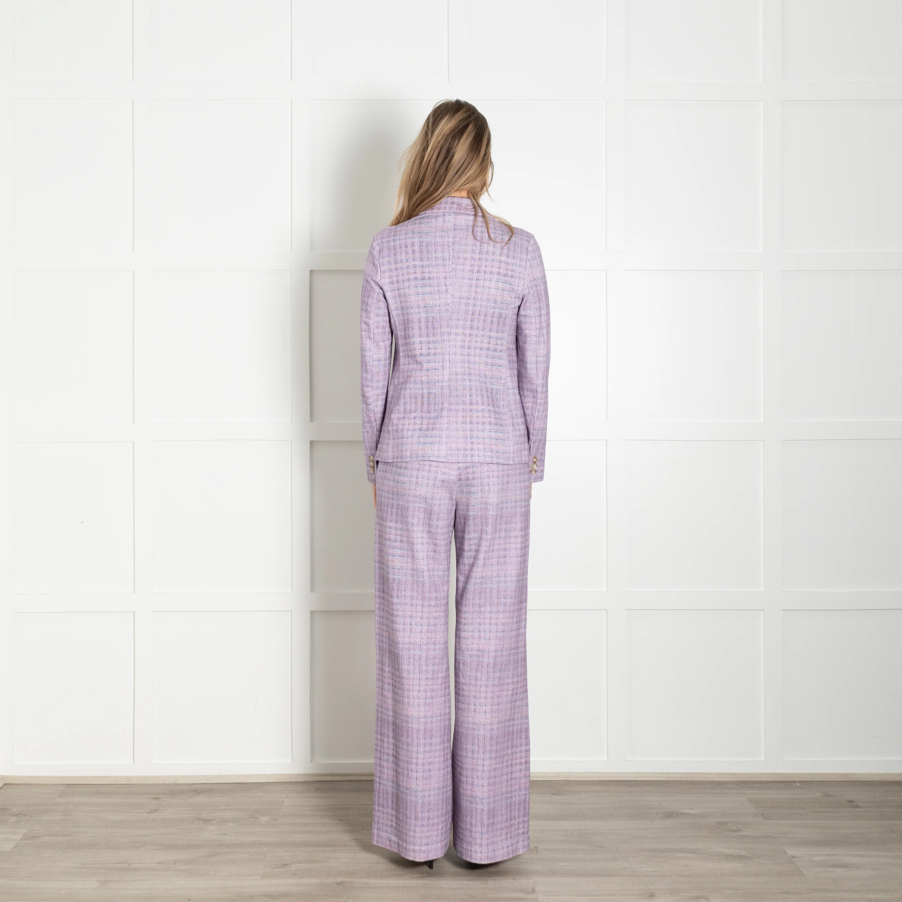 Goodmatch Lilac Check Jersey Blazer Jacket - Image 5