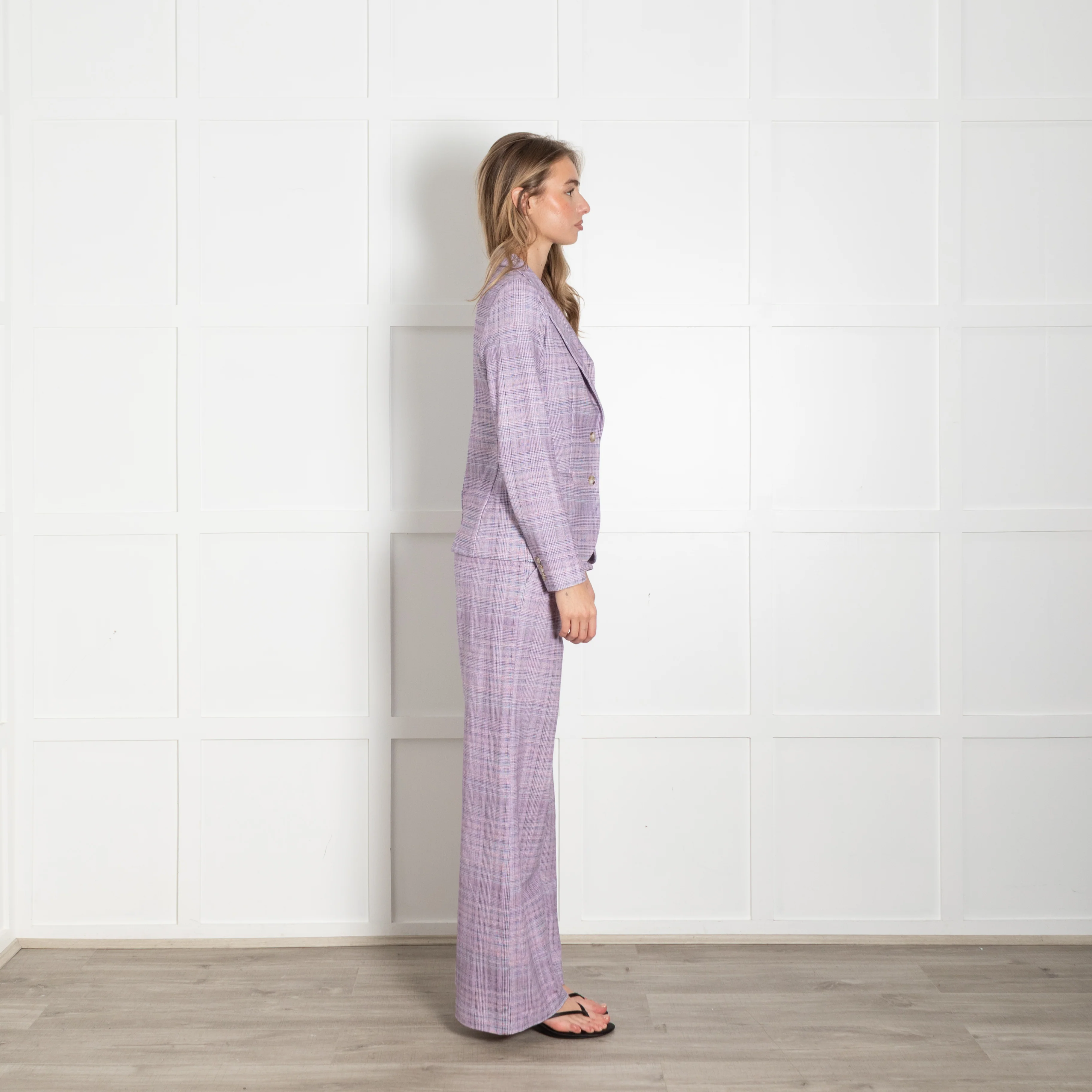 Goodmatch Lilac Check Jersey Blazer Jacket - Image 6
