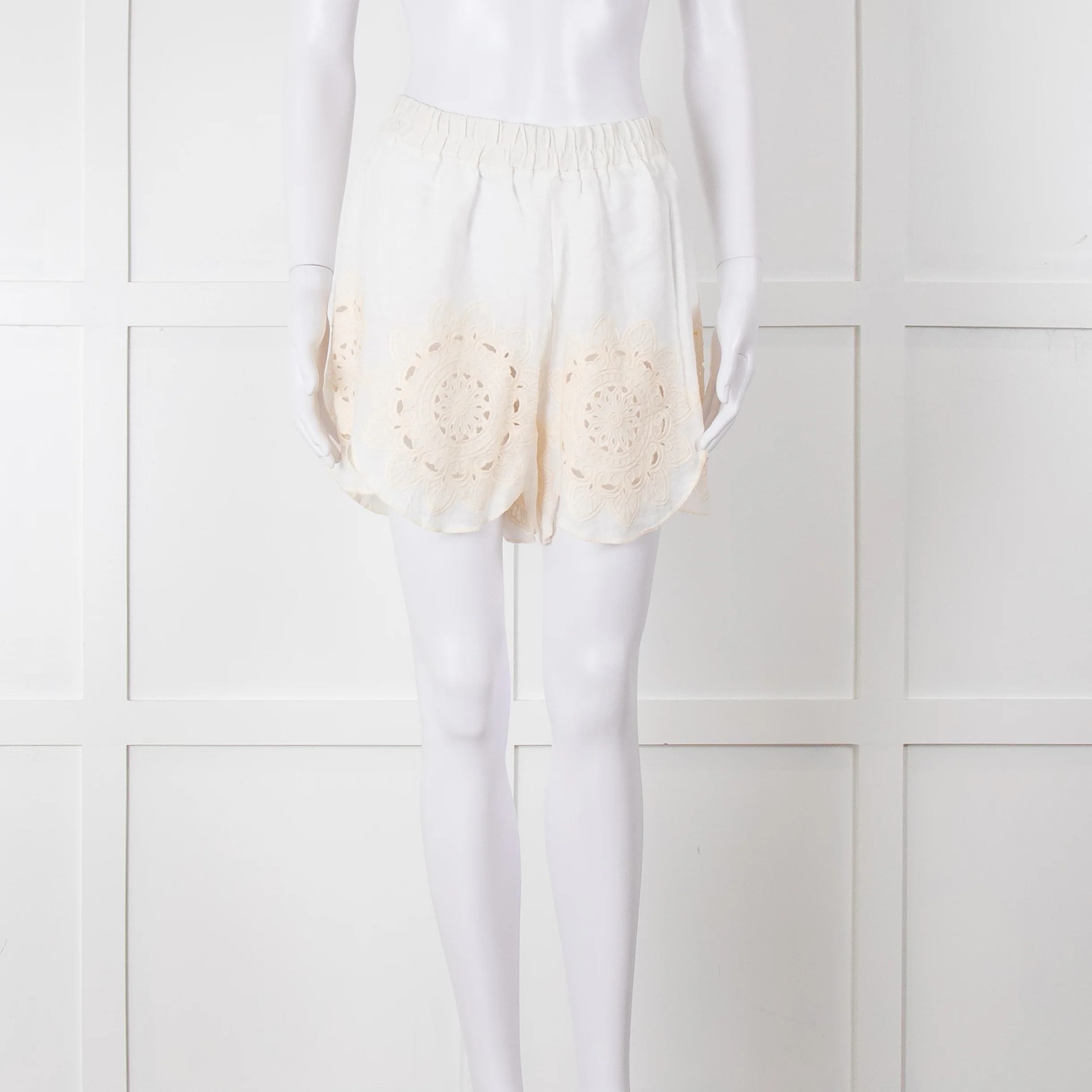 Greek Achaic Kori White Linen Broderie Anglaise Co-Ord - Image 10