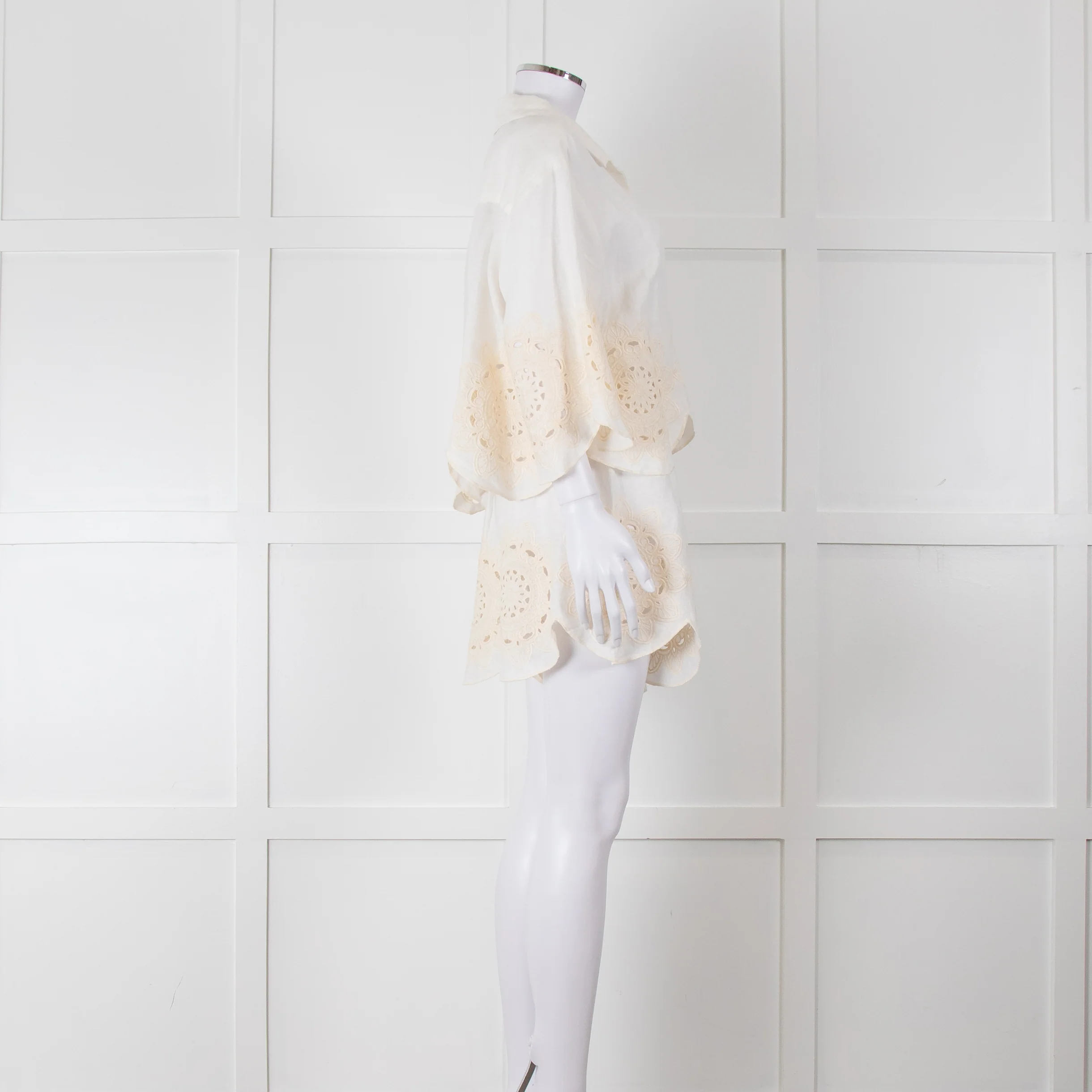 Greek Achaic Kori White Linen Broderie Anglaise Co-Ord - Image 3