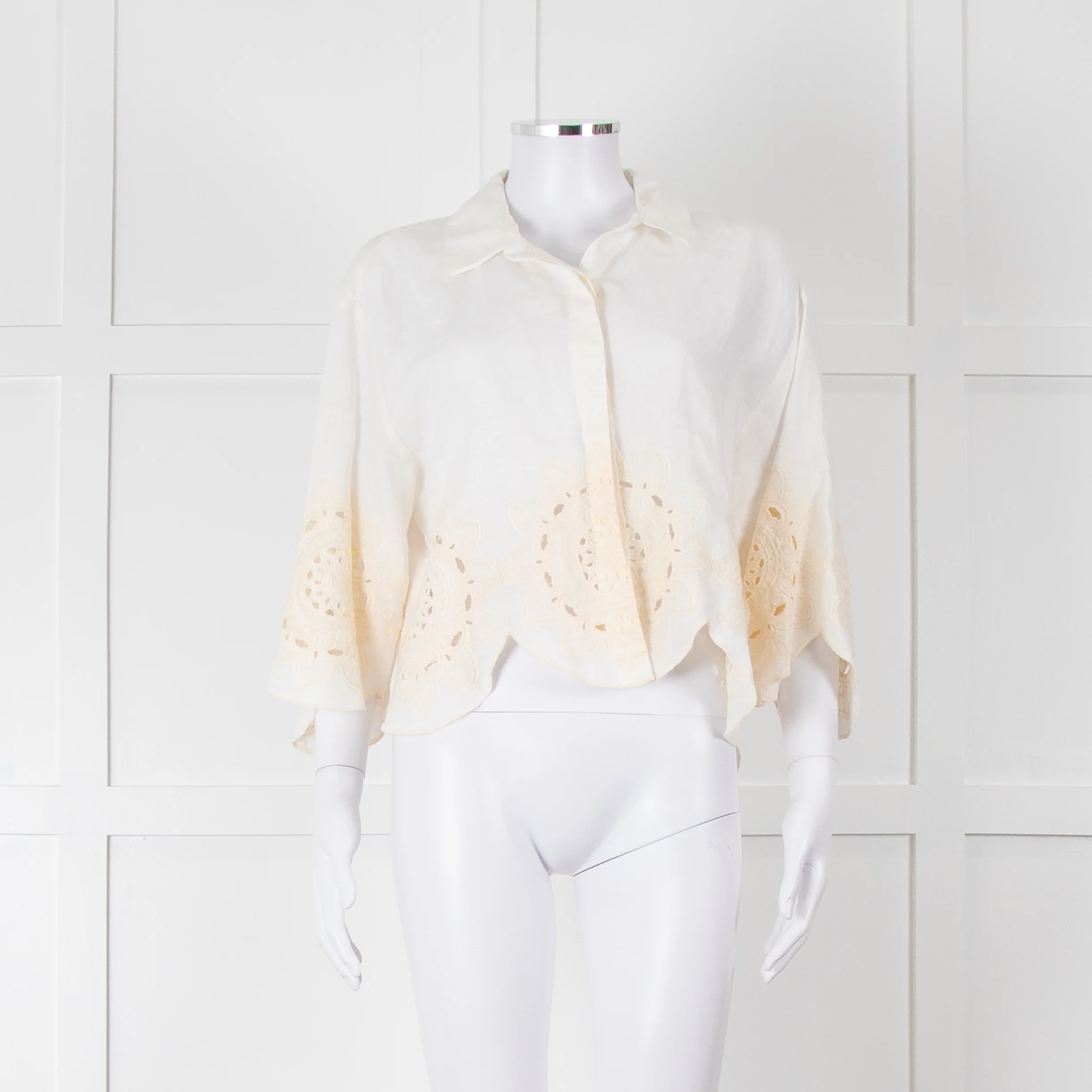 Greek Achaic Kori White Linen Broderie Anglaise Co-Ord - Image 9