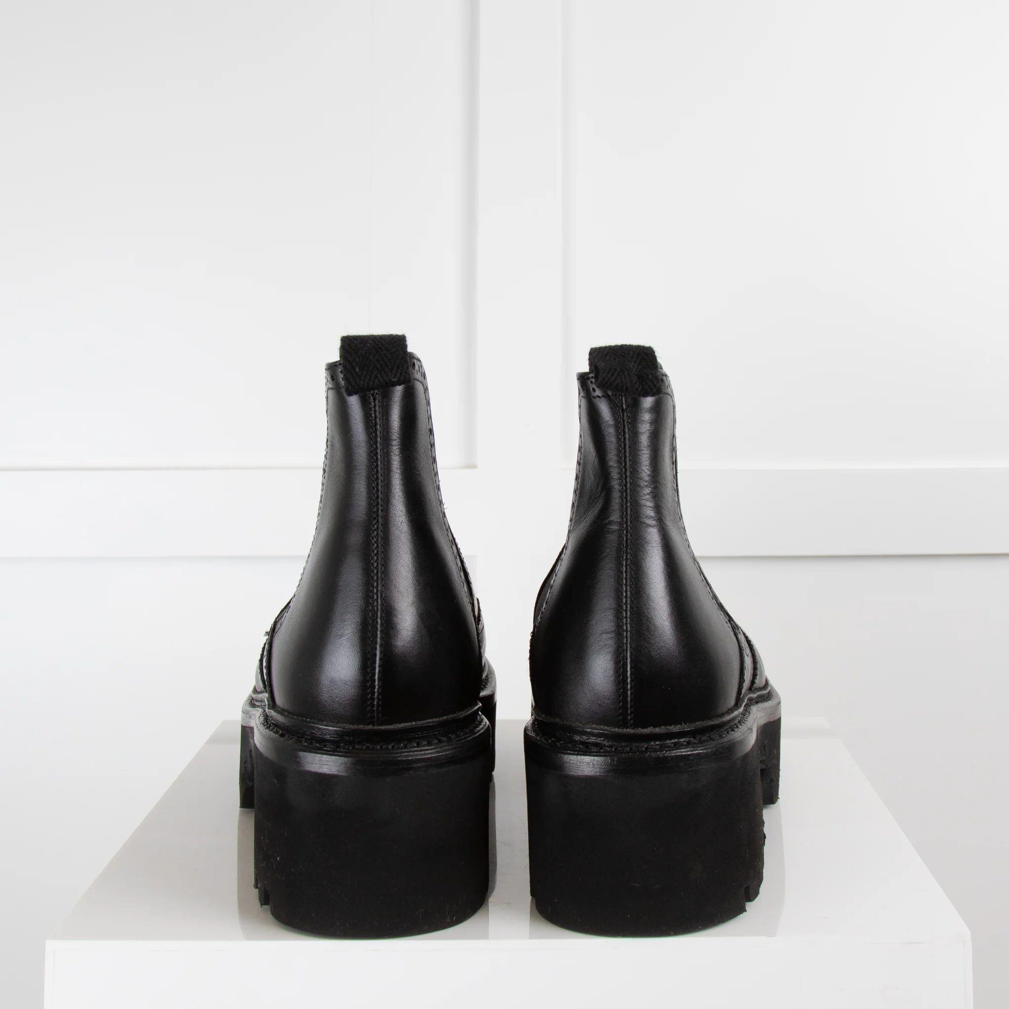 Grenson Black Alissa Perforated Leather Platform Chelsea Boots - Image 4