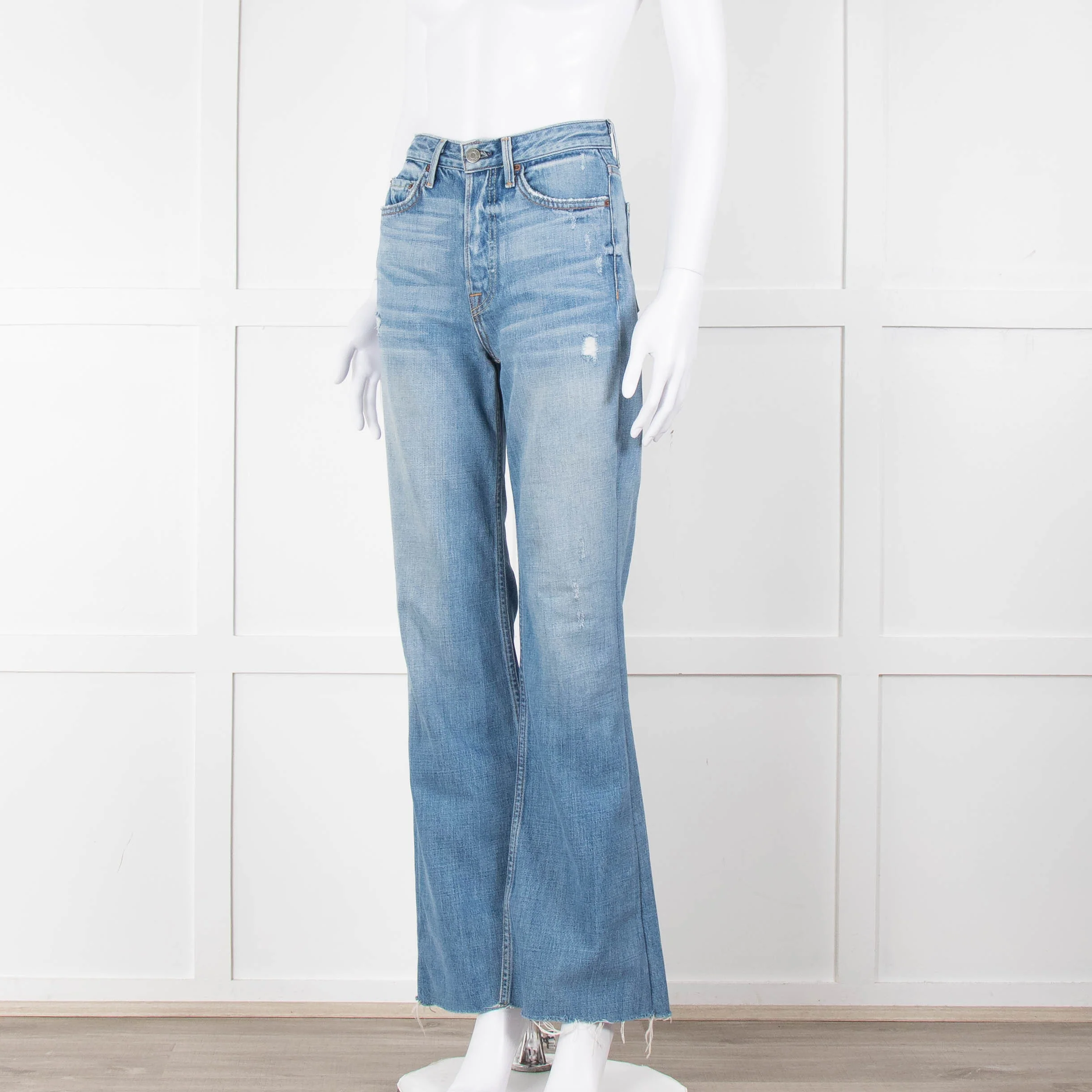 Grlfrnd Blue Denim Full Length Jeans with Raw Hems - Image 8