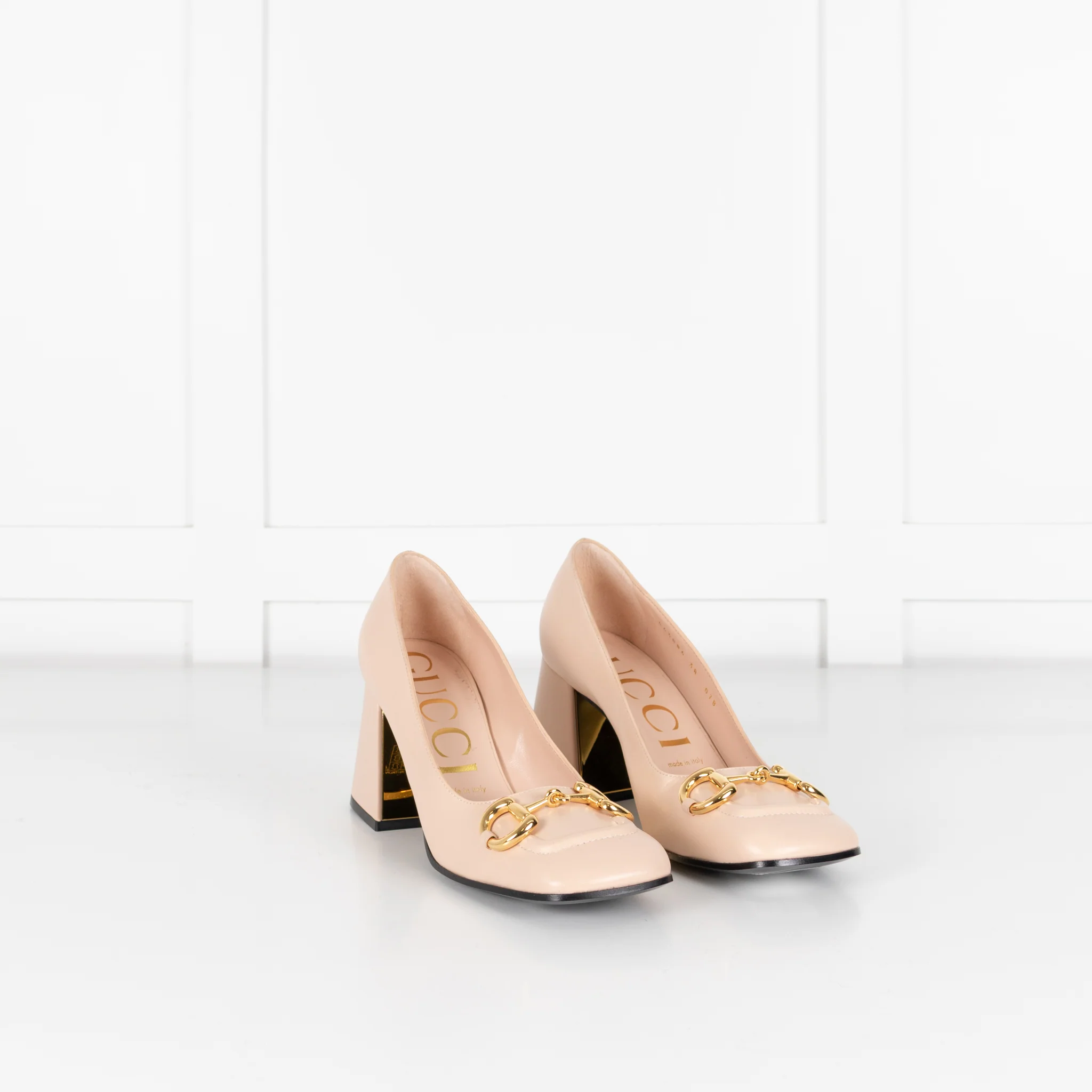 Gucci Beige Horsebit Block Heel Pumps - Image 6
