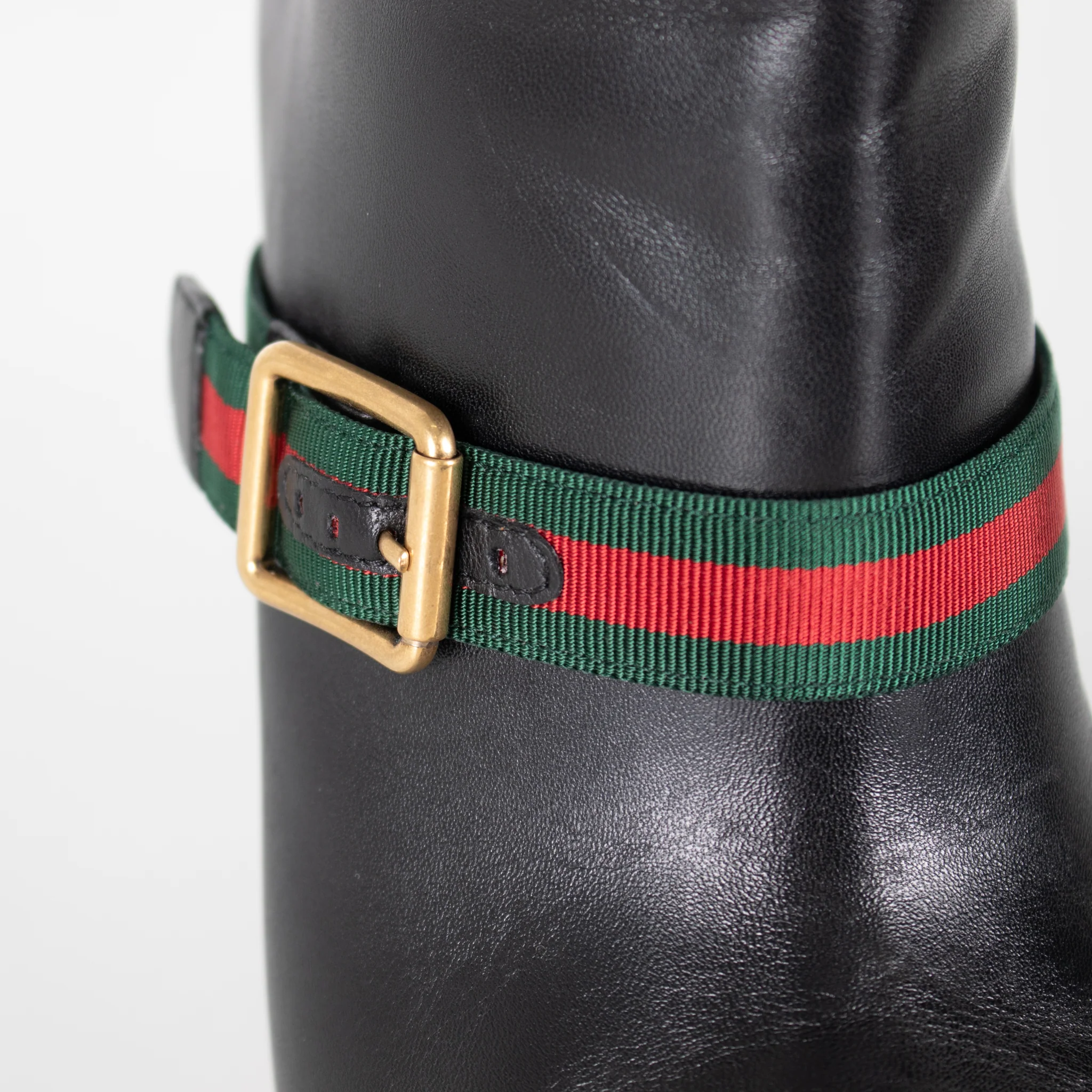 Gucci Black Charlotte Boots Green Red Gross Grain With Buck - Image 10