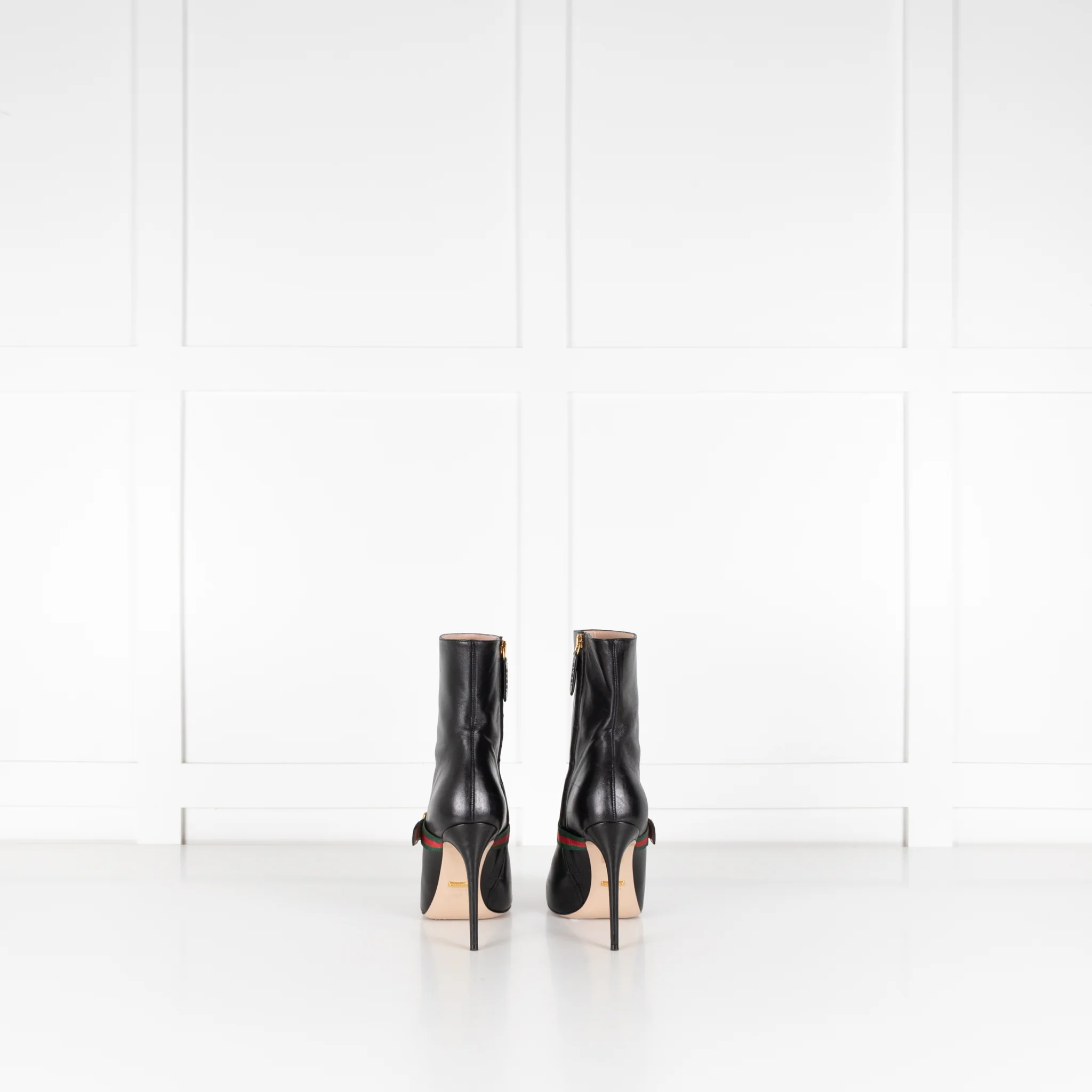Gucci Black Charlotte Boots Green Red Gross Grain With Buck - Image 4