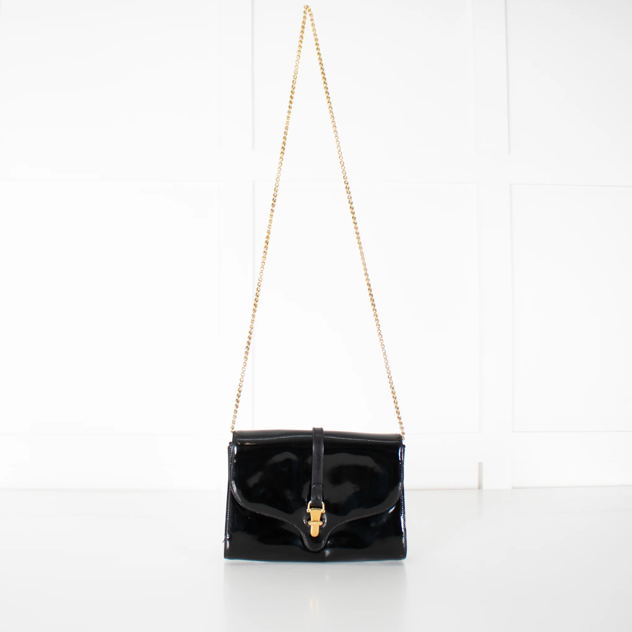 Gucci Black Patent Leather Crossbody Vintage Bag