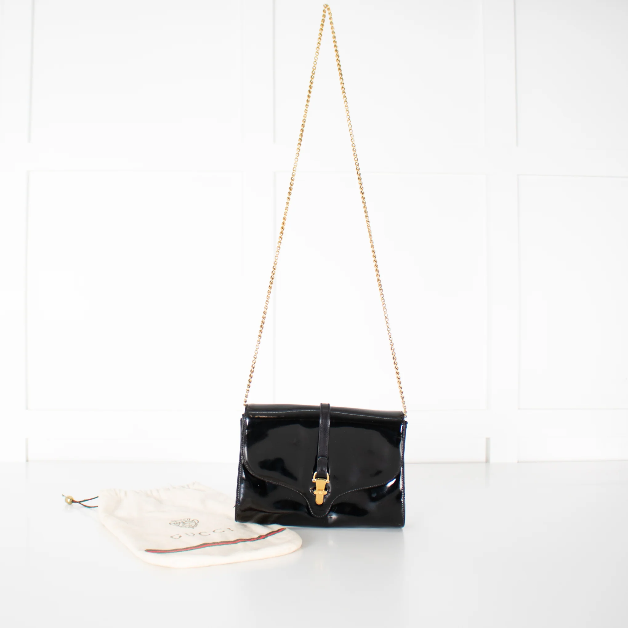 Gucci Black Patent Leather Crossbody Vintage Bag - Image 3