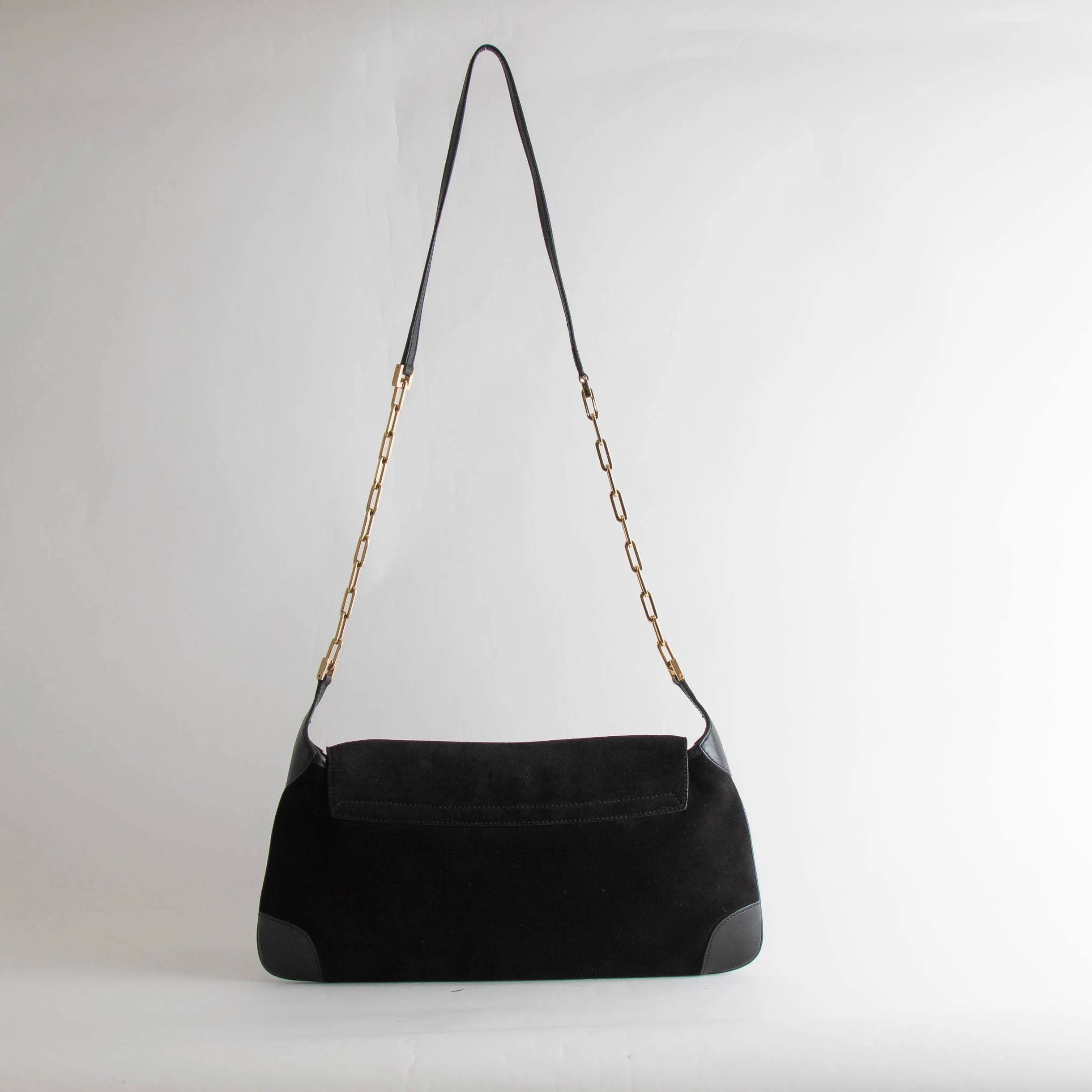 Gucci Black Suede Vintage Crossbody Bag with Tiger Charm - Image 4