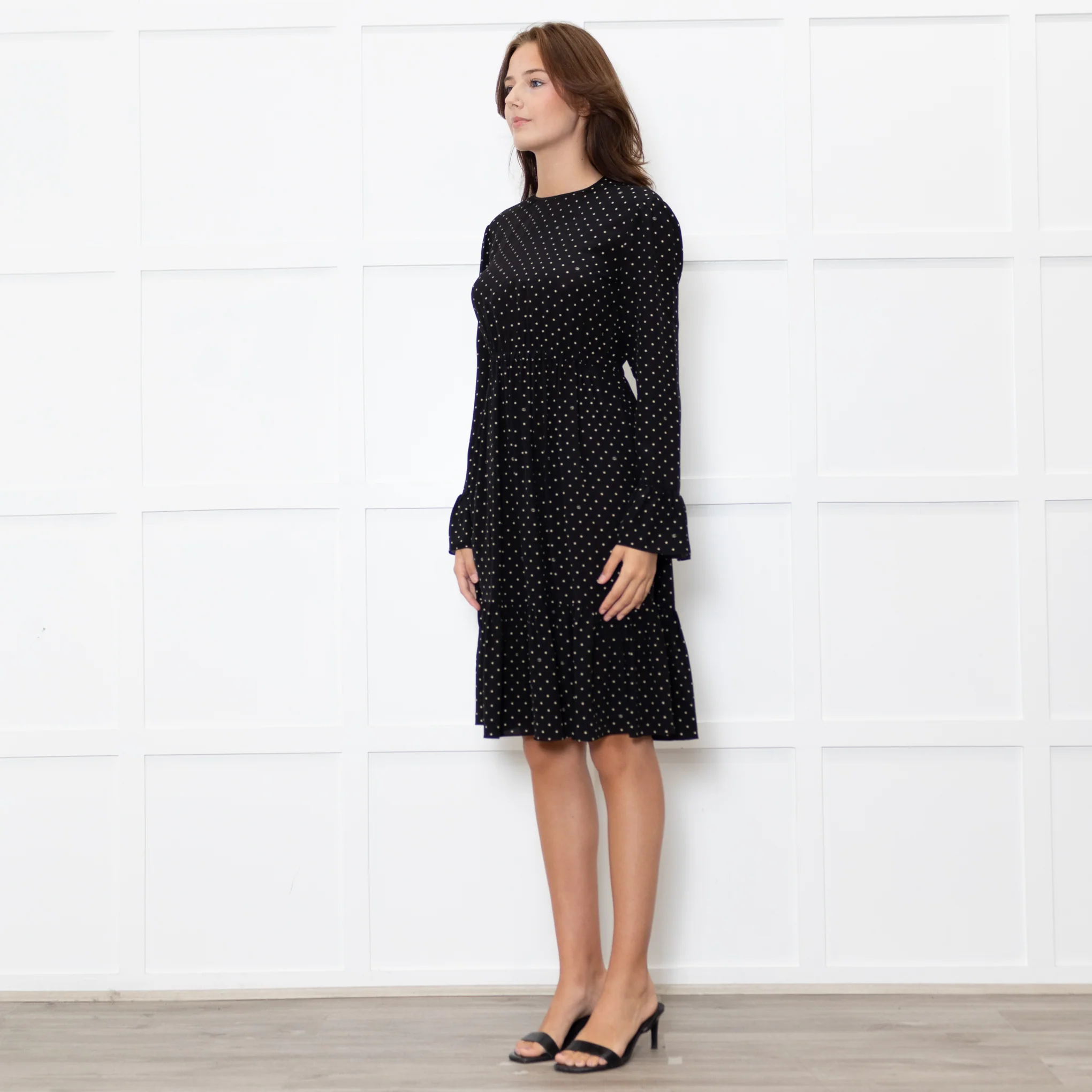 Gucci Black White Polka Dot Long Sleeve Dress - Image 3
