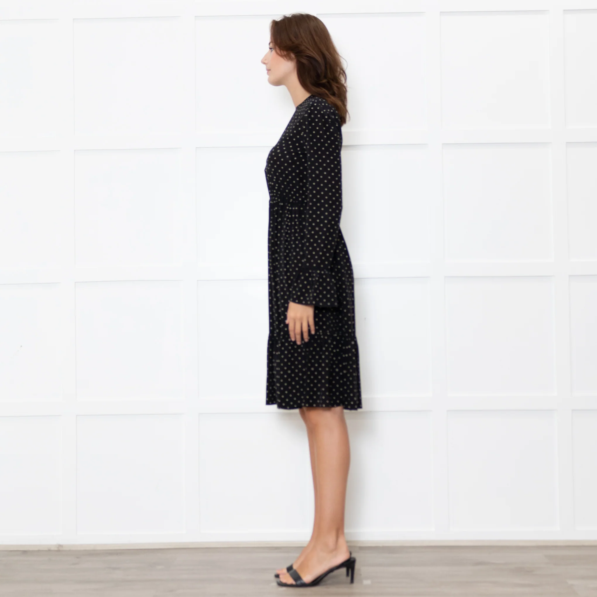 Gucci Black White Polka Dot Long Sleeve Dress - Image 4