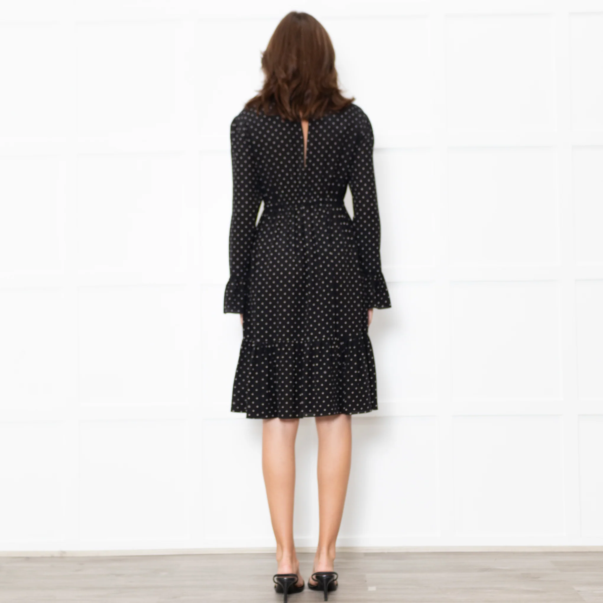 Gucci Black White Polka Dot Long Sleeve Dress - Image 5