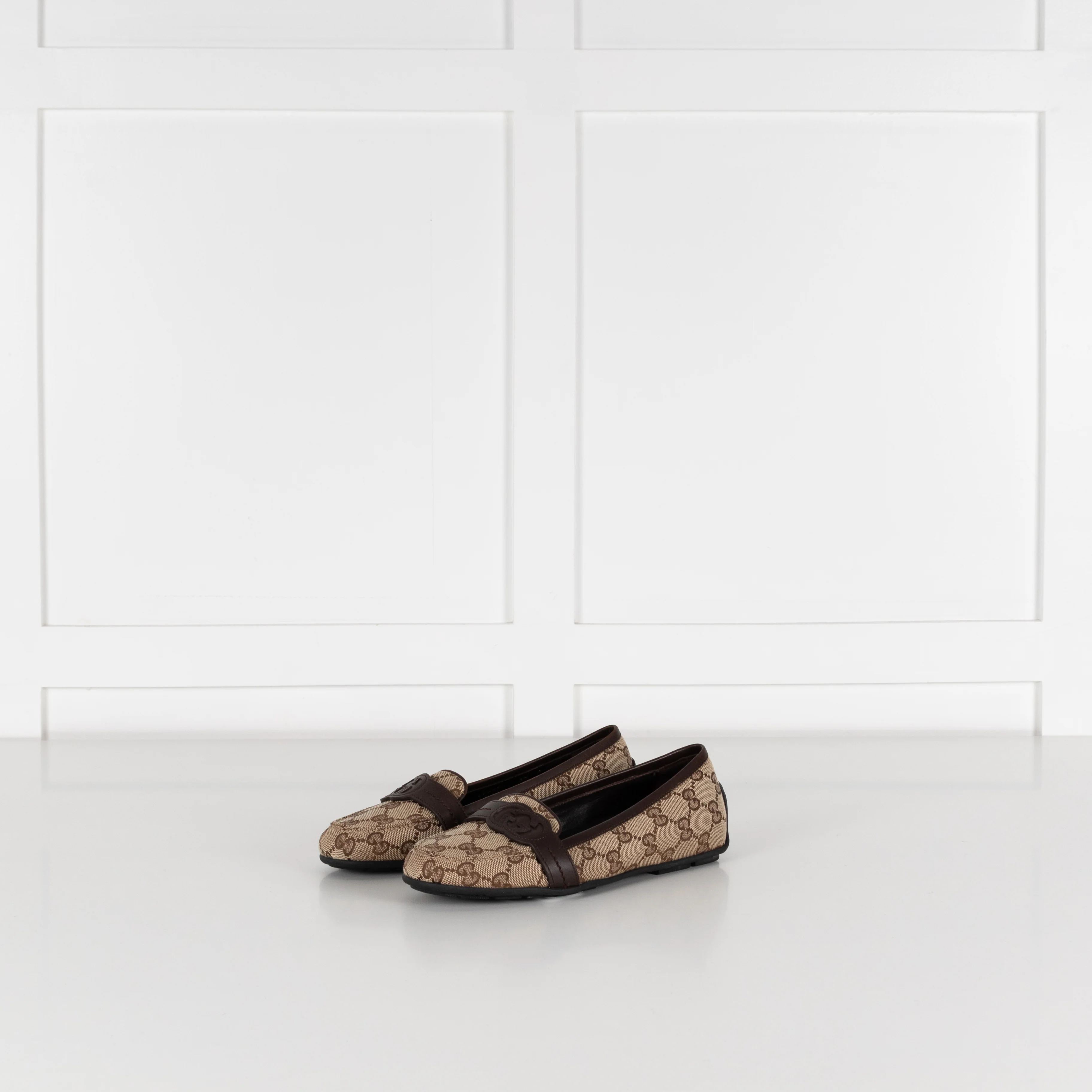 Gucci Brown Logo Canvas Pumps