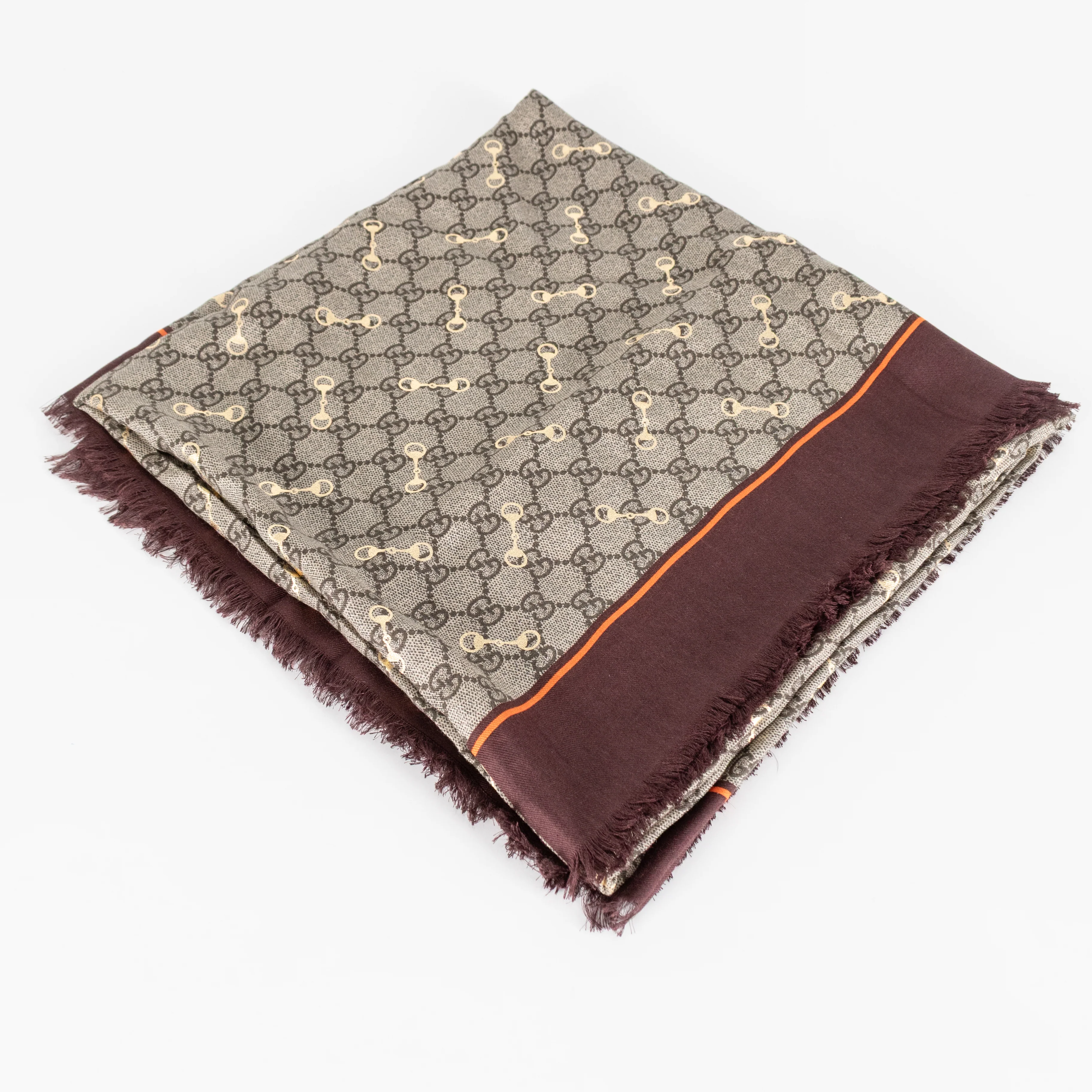 Gucci Brown Monogram Foiled Horsebit Scarf - Image 3