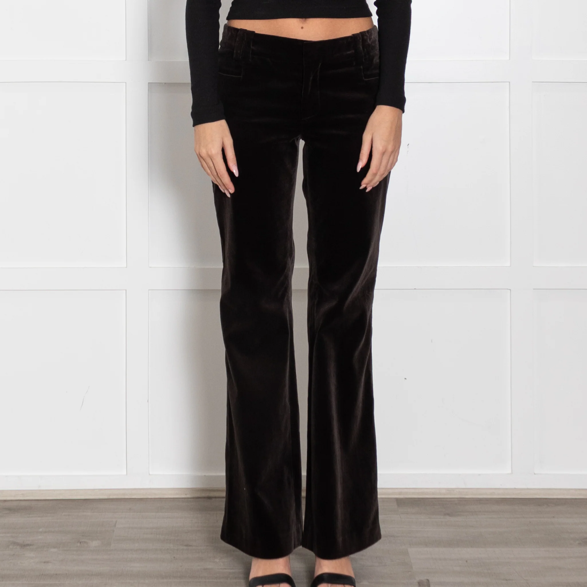 Gucci Dark Brown Velvet Straight Leg Trousers - Image 2