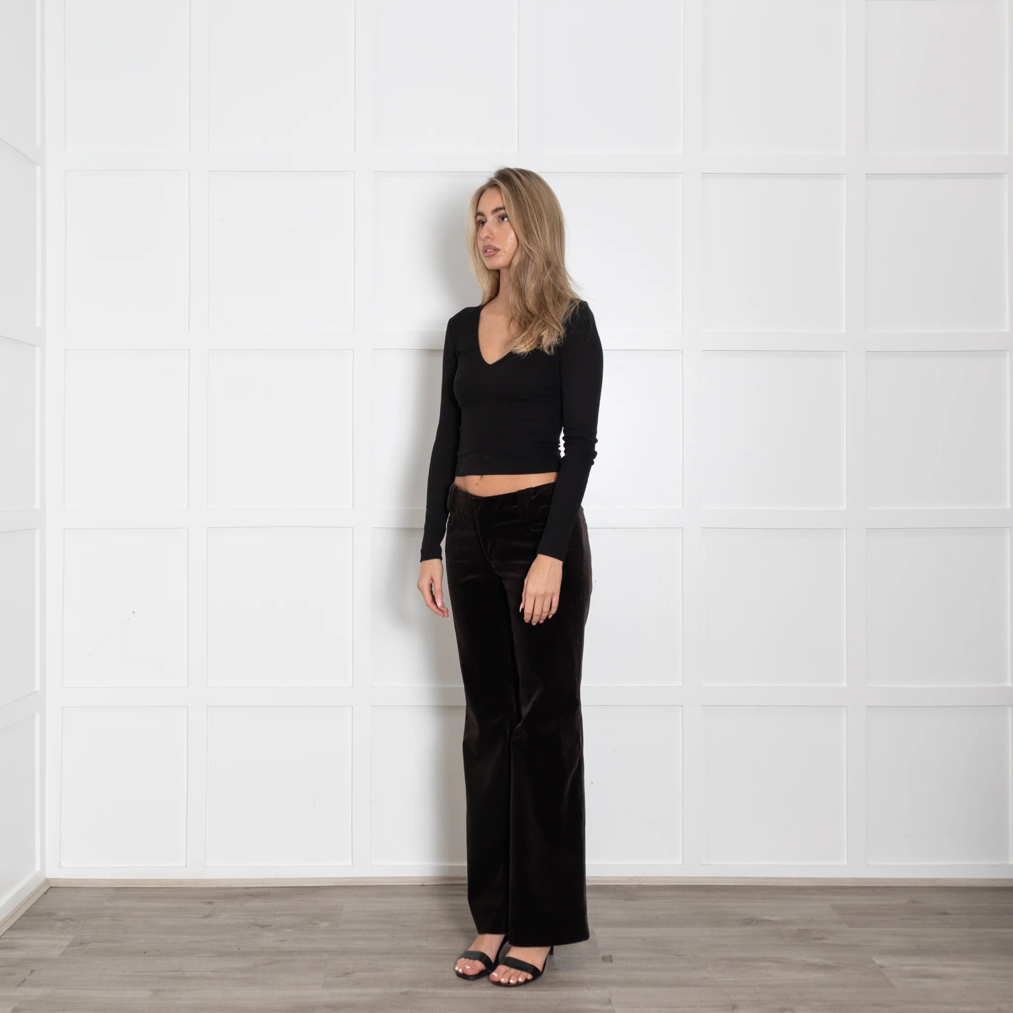 Gucci Dark Brown Velvet Straight Leg Trousers - Image 3