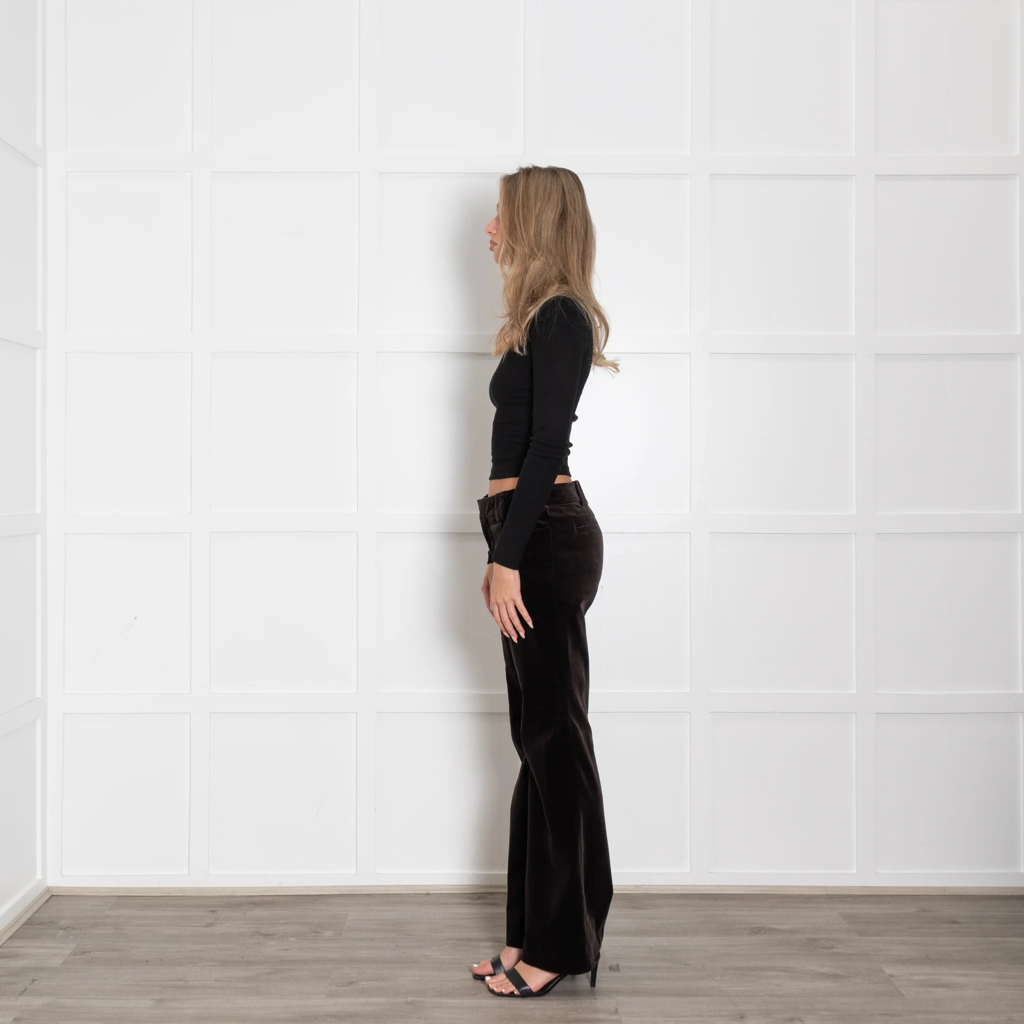 Gucci Dark Brown Velvet Straight Leg Trousers - Image 4