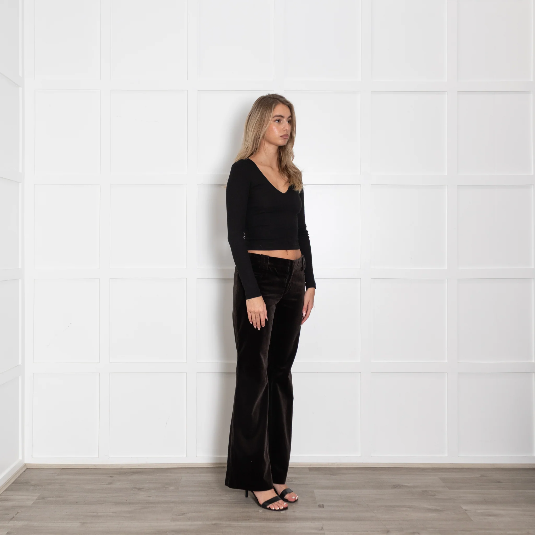 Gucci Dark Brown Velvet Straight Leg Trousers - Image 7