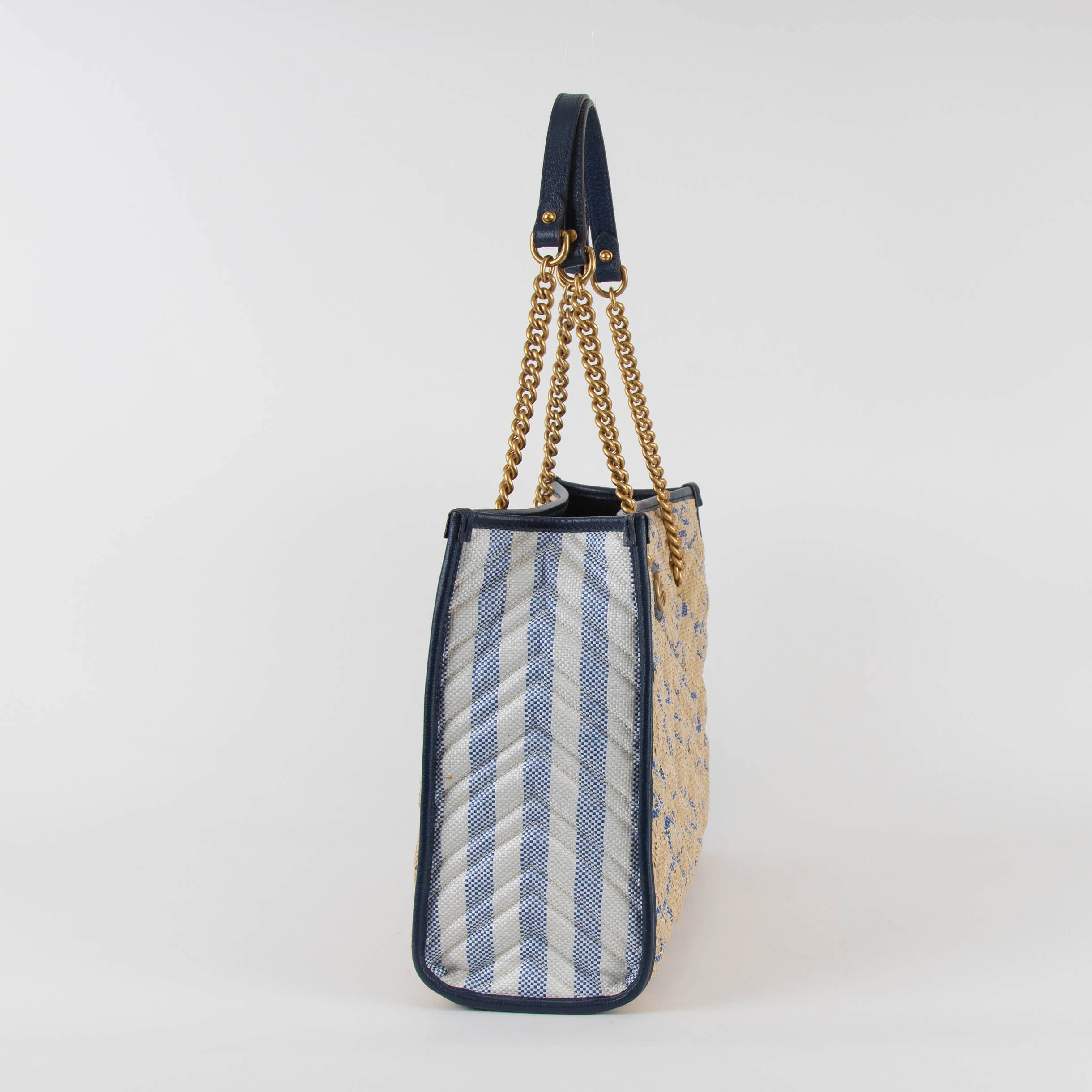 Gucci GG Marmont Leather-Trim Monogrammed Woven Tote - Image 4