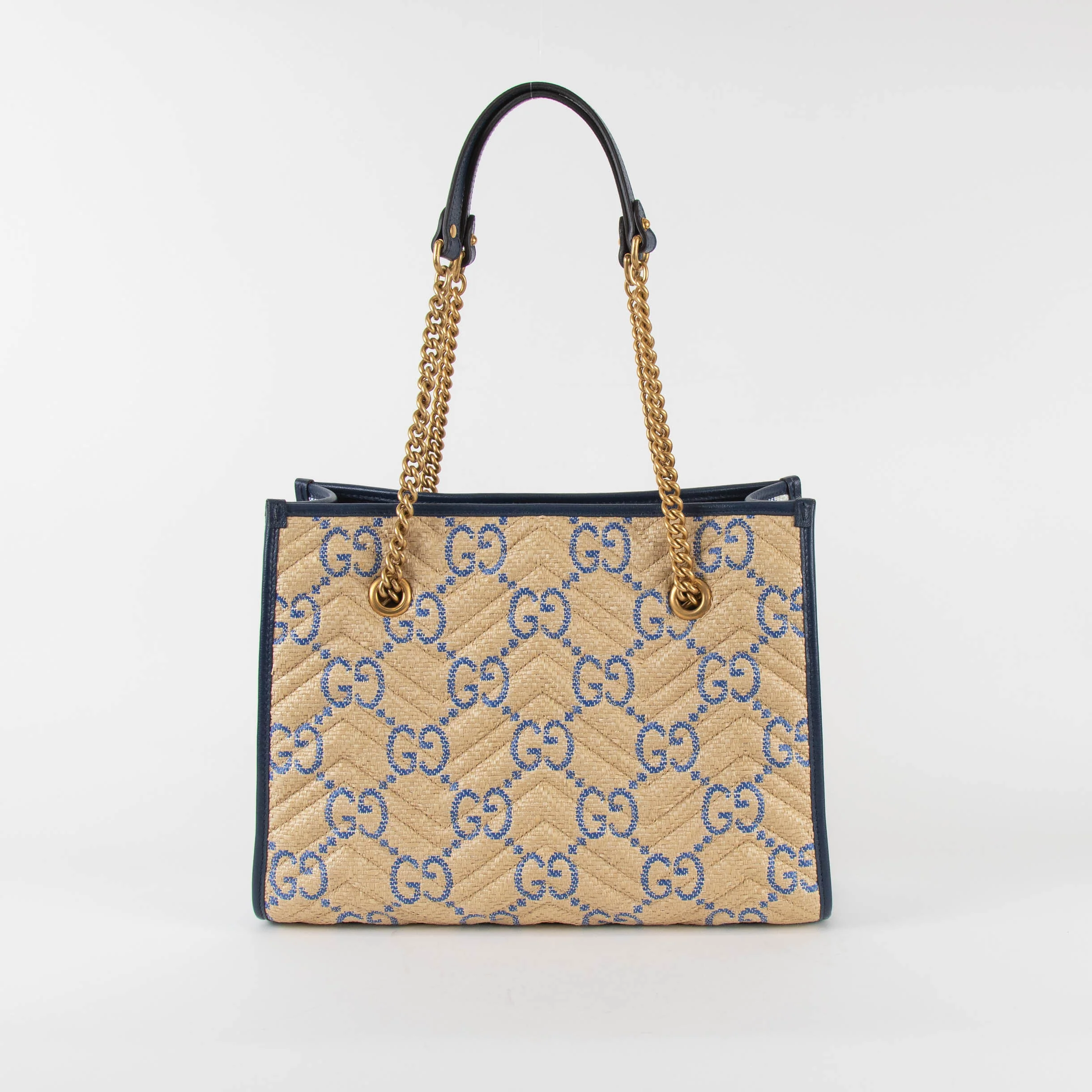 Gucci GG Marmont Leather-Trim Monogrammed Woven Tote - Image 5