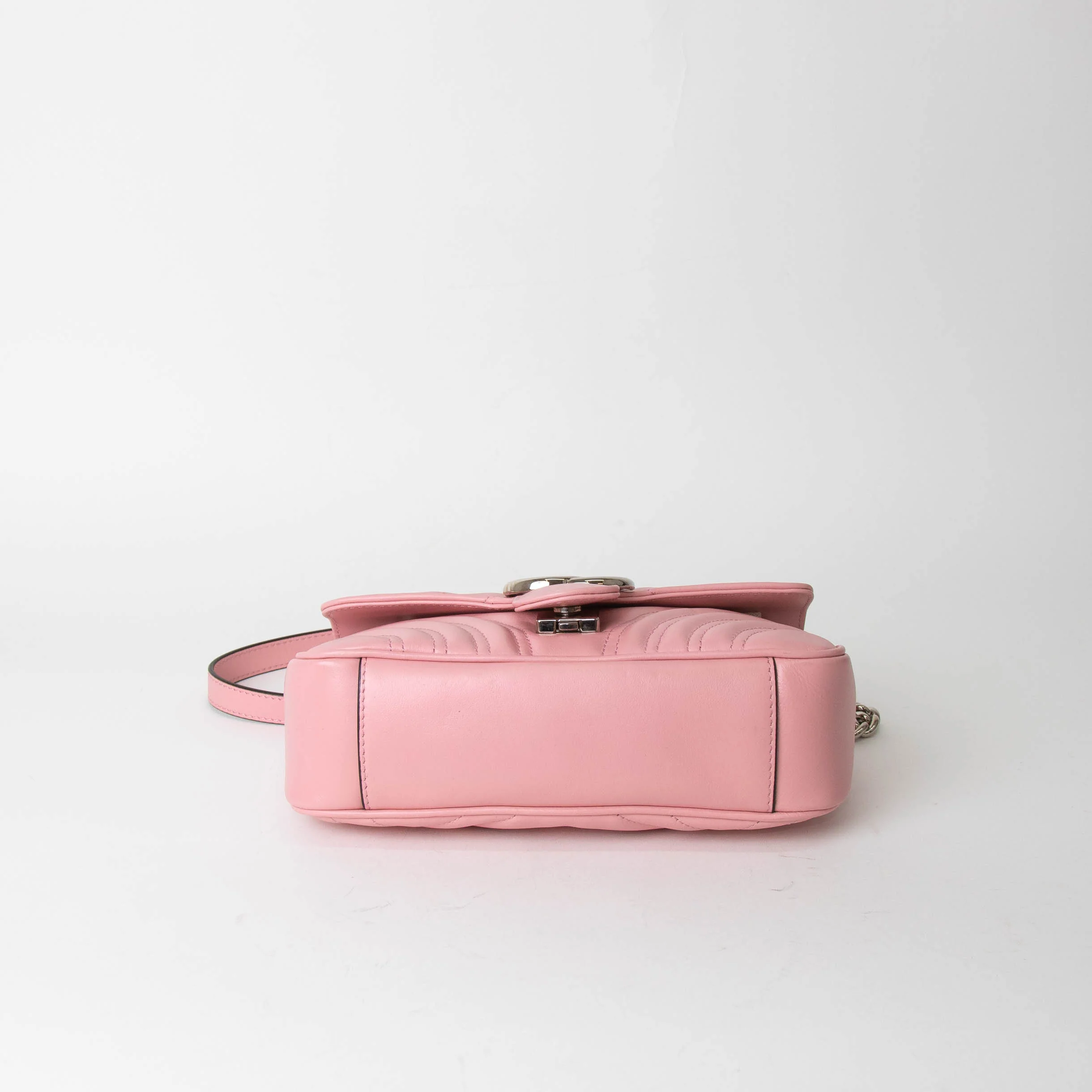 Gucci GG Small Pink Leather Marmont with Silver Hardware - Image 8