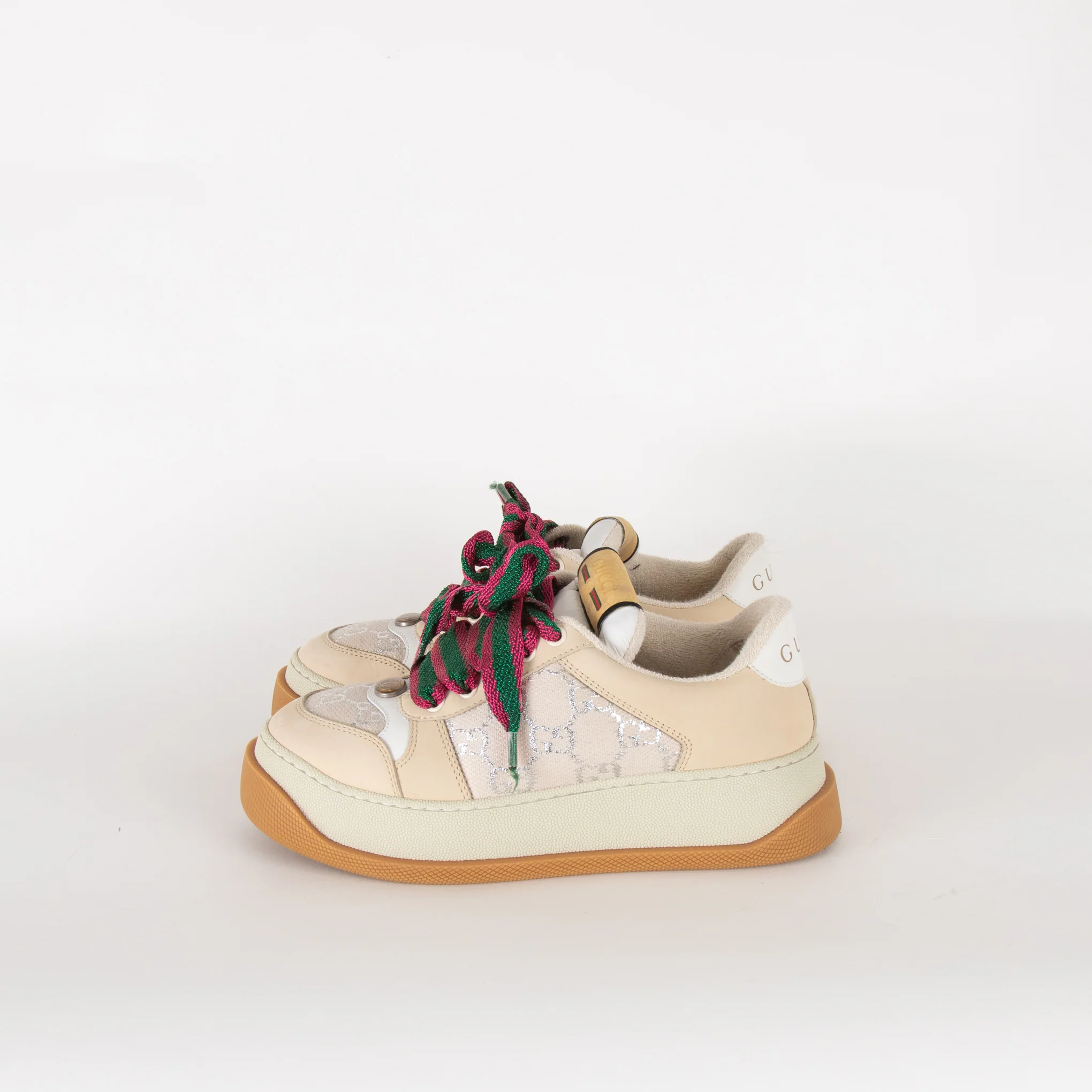 Gucci GG Trainers With Pink / Green Laces - Image 5